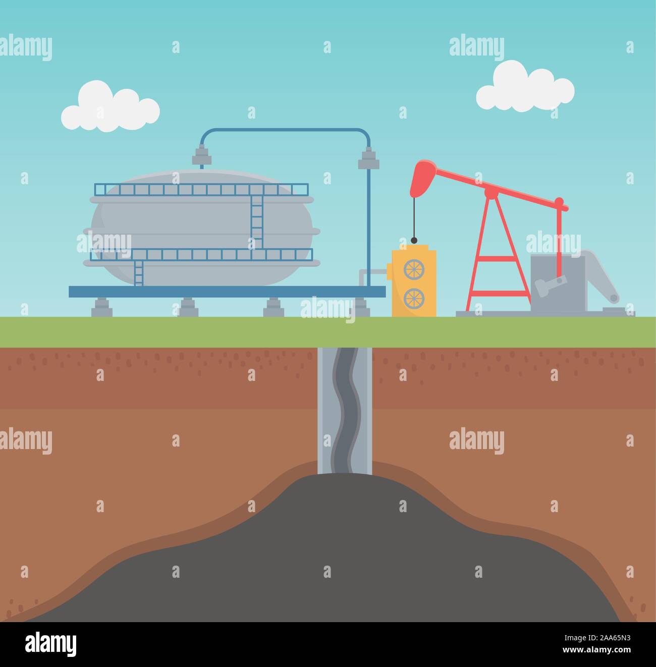 oil refinery gas factory industry process fracking vector illustration ...