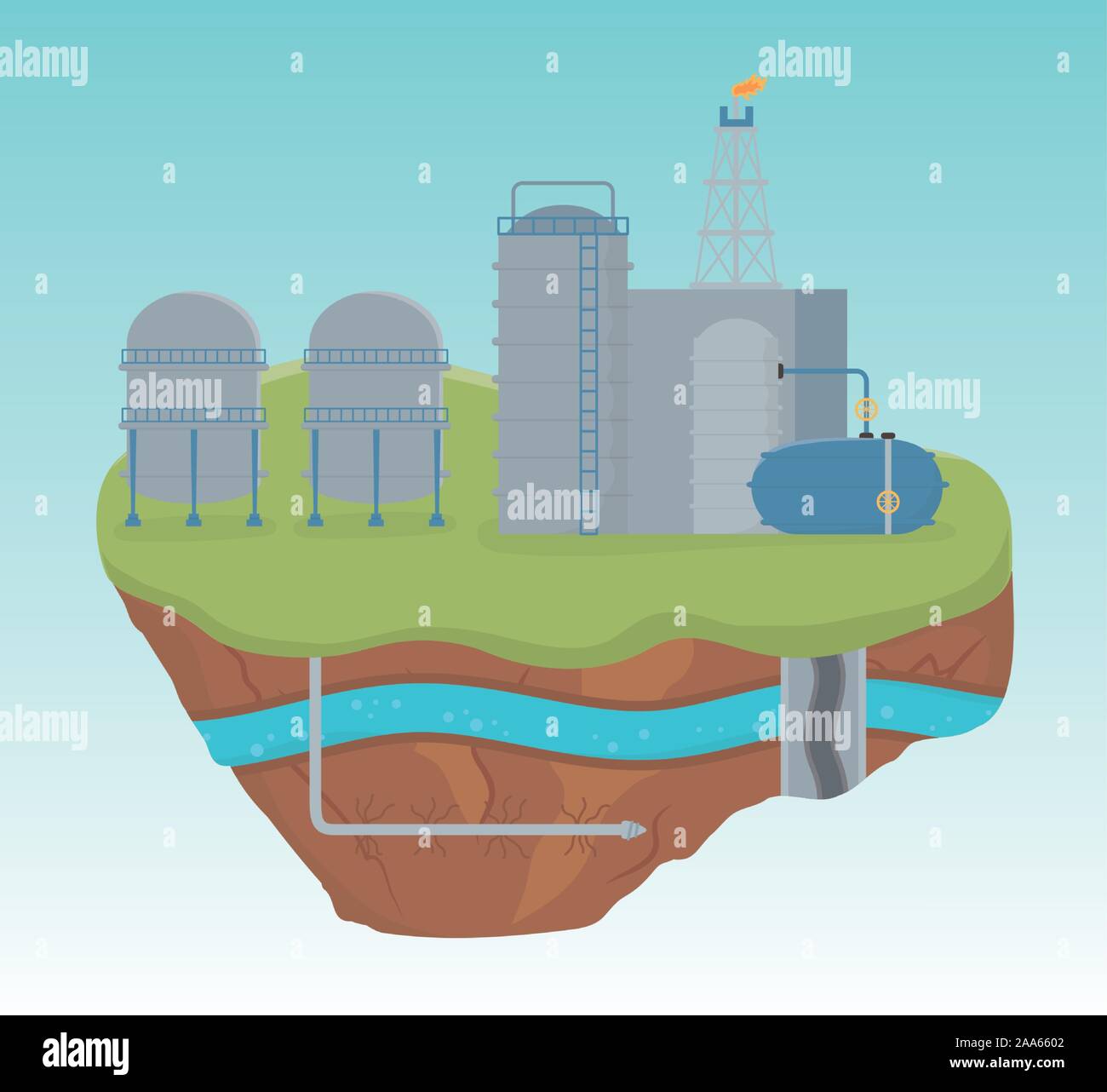 industry factory production process fracking vector illustration Stock Vector