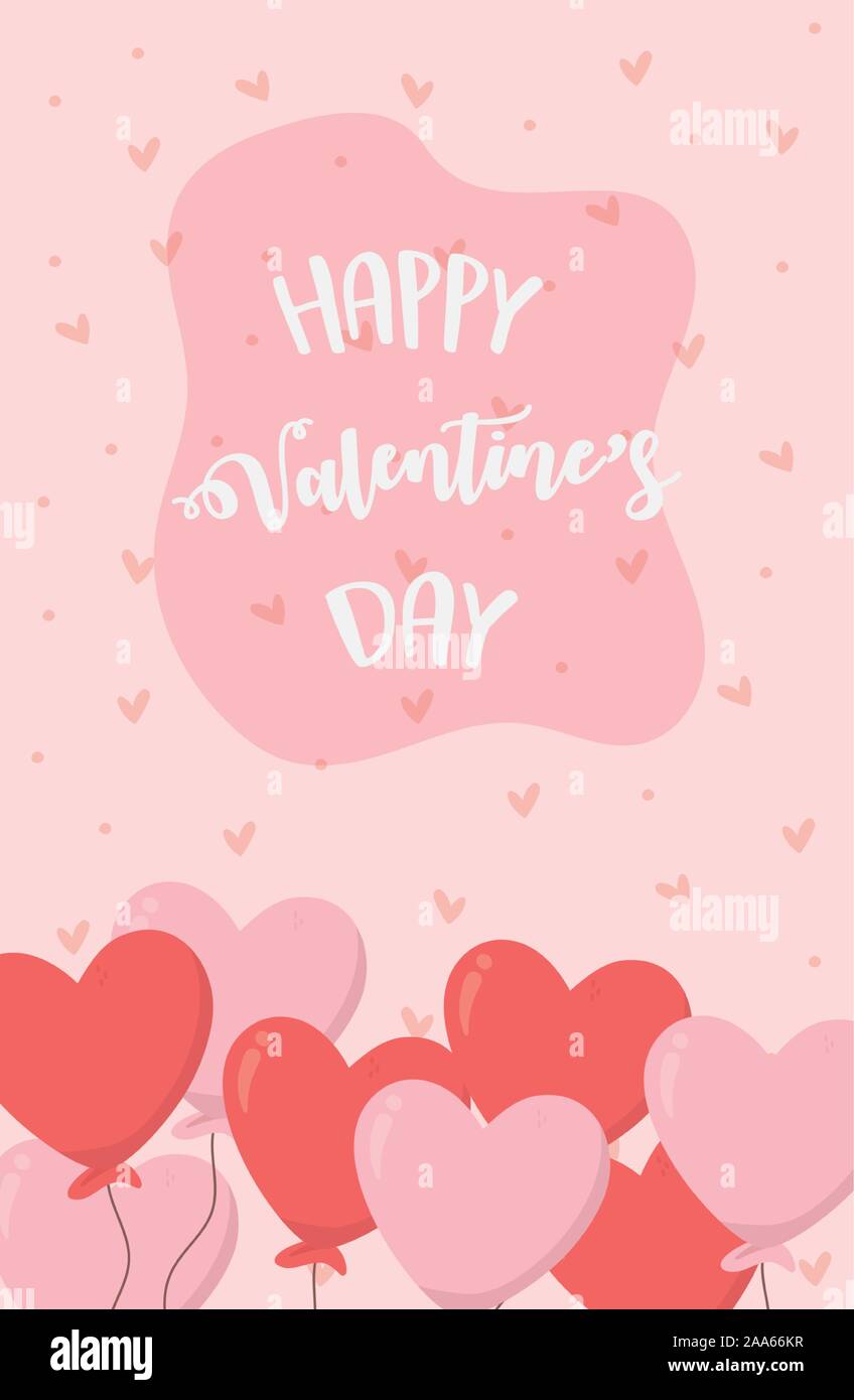happy valentines day balloons shaped heart celebration vector ...