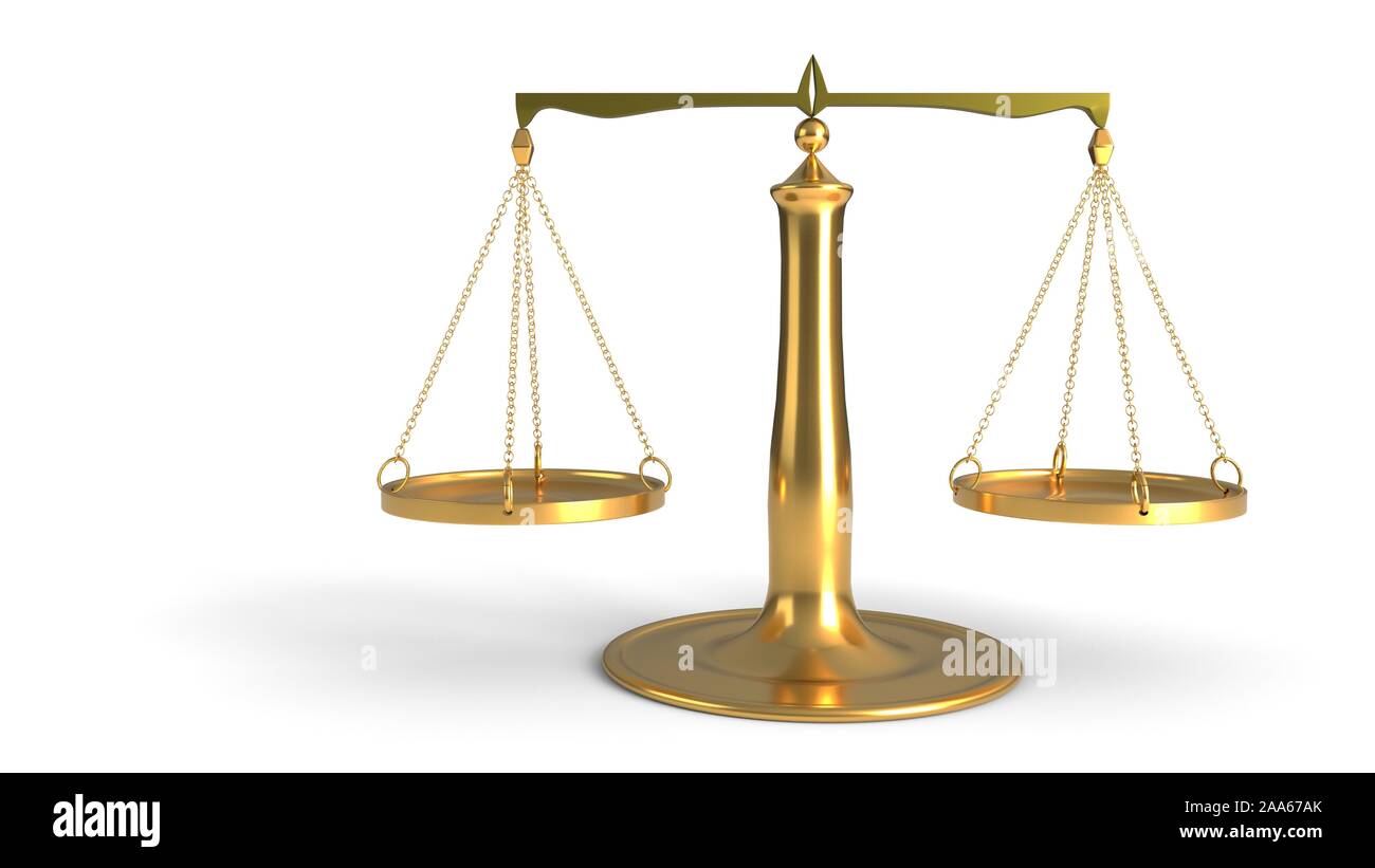 Gold scales on white, 3d render Stock Photo - Alamy