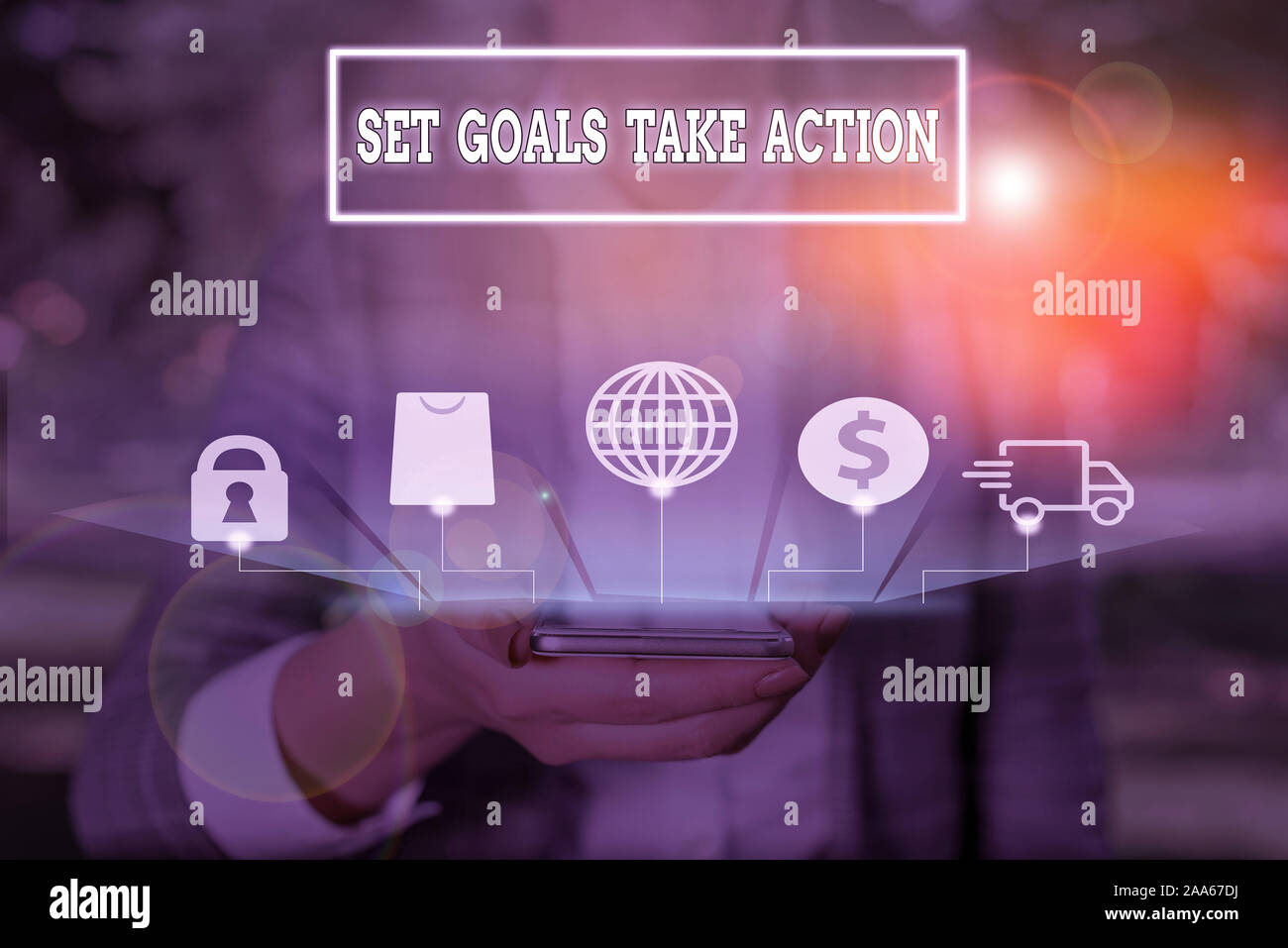 Handwriting text writing Set Goals Take Action. Conceptual photo Act on a specific and clearly laid out plans Stock Photo