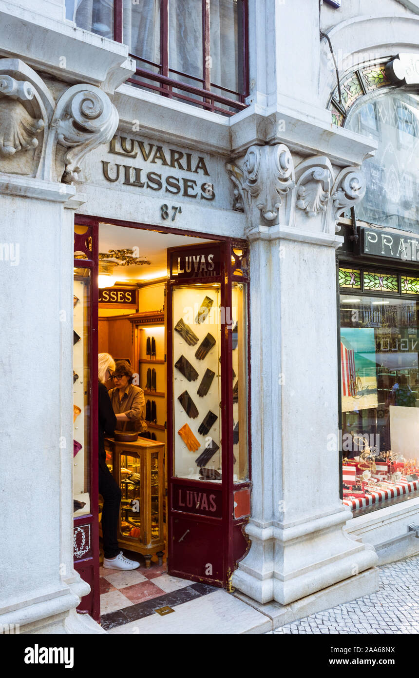 Lisbon, Portugal : Luvaria Ulisses, a glove shop founded in 1925 in the  commercial area of Chiado district. The decoration of the shop remains  intact Stock Photo - Alamy