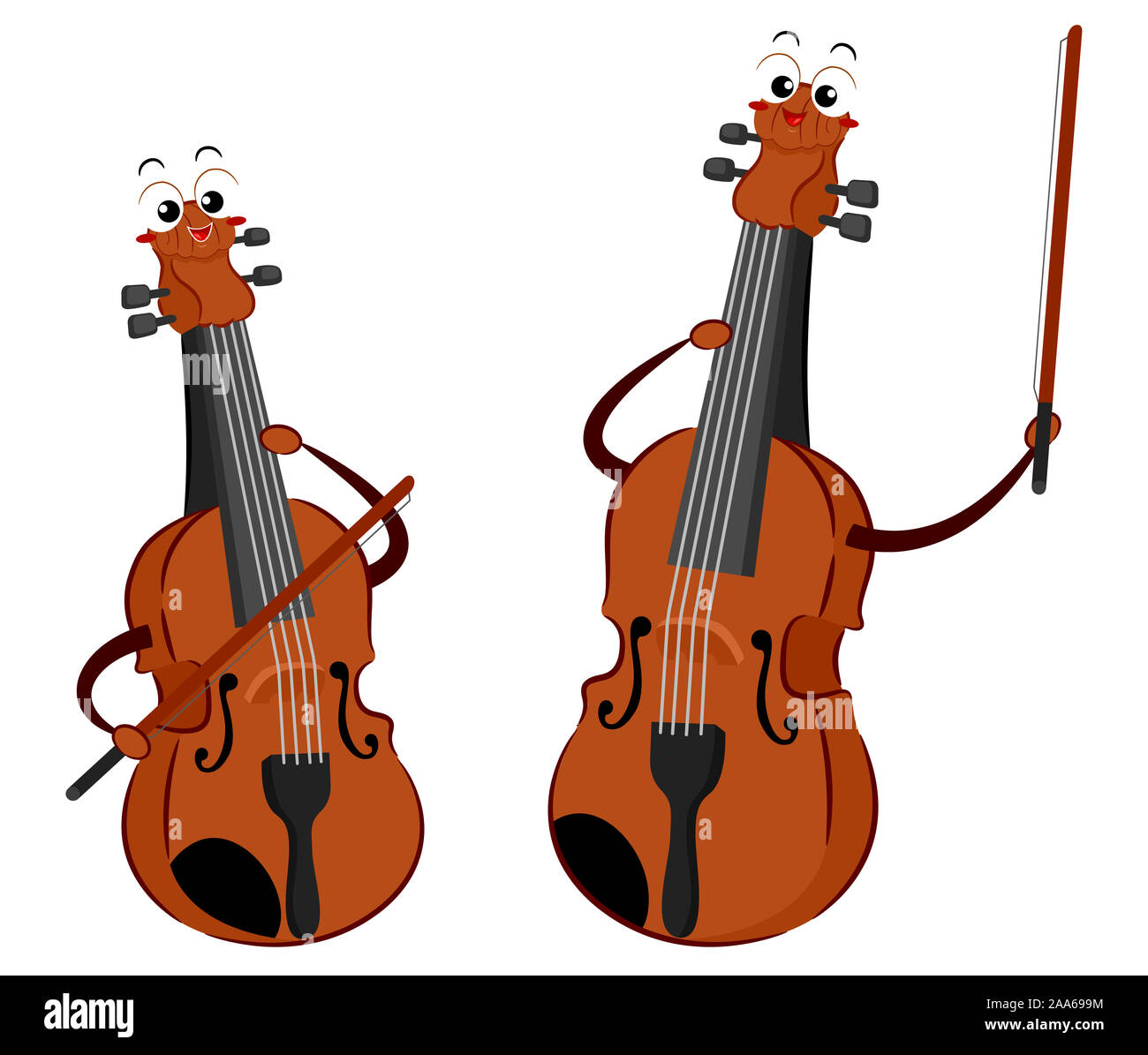 Illustration of a Violin and a Viola Playing Music Together Stock Photo