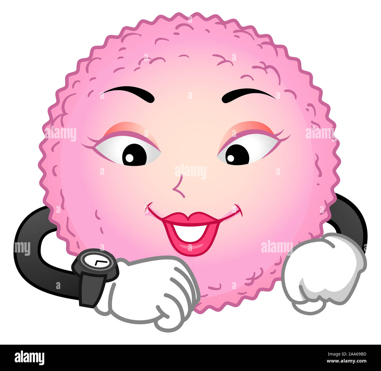 Illustration of an Egg Cell Mascot Looking at the Time on Her Wrist Watch  Stock Photo - Alamy