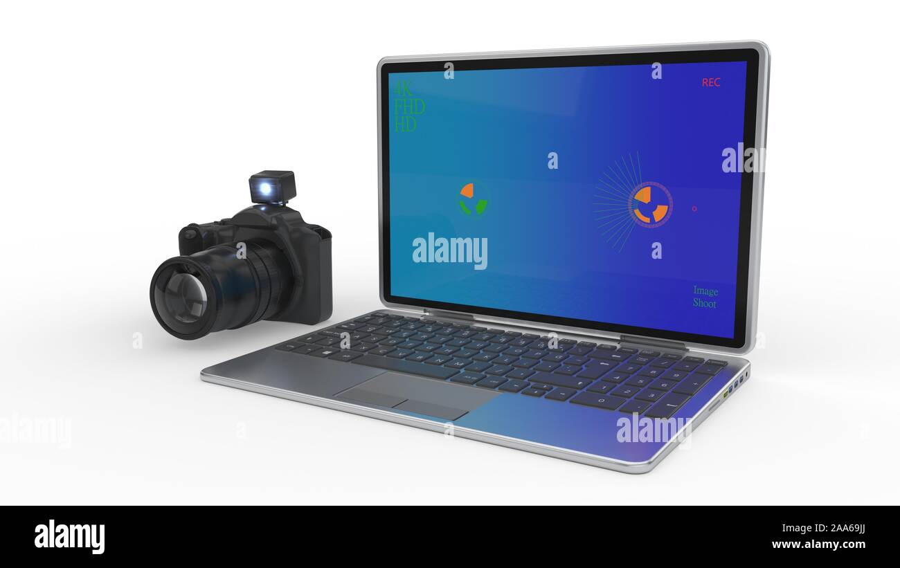 Operating the camera screen as a computer issue, 3d render Stock Photo Alamy