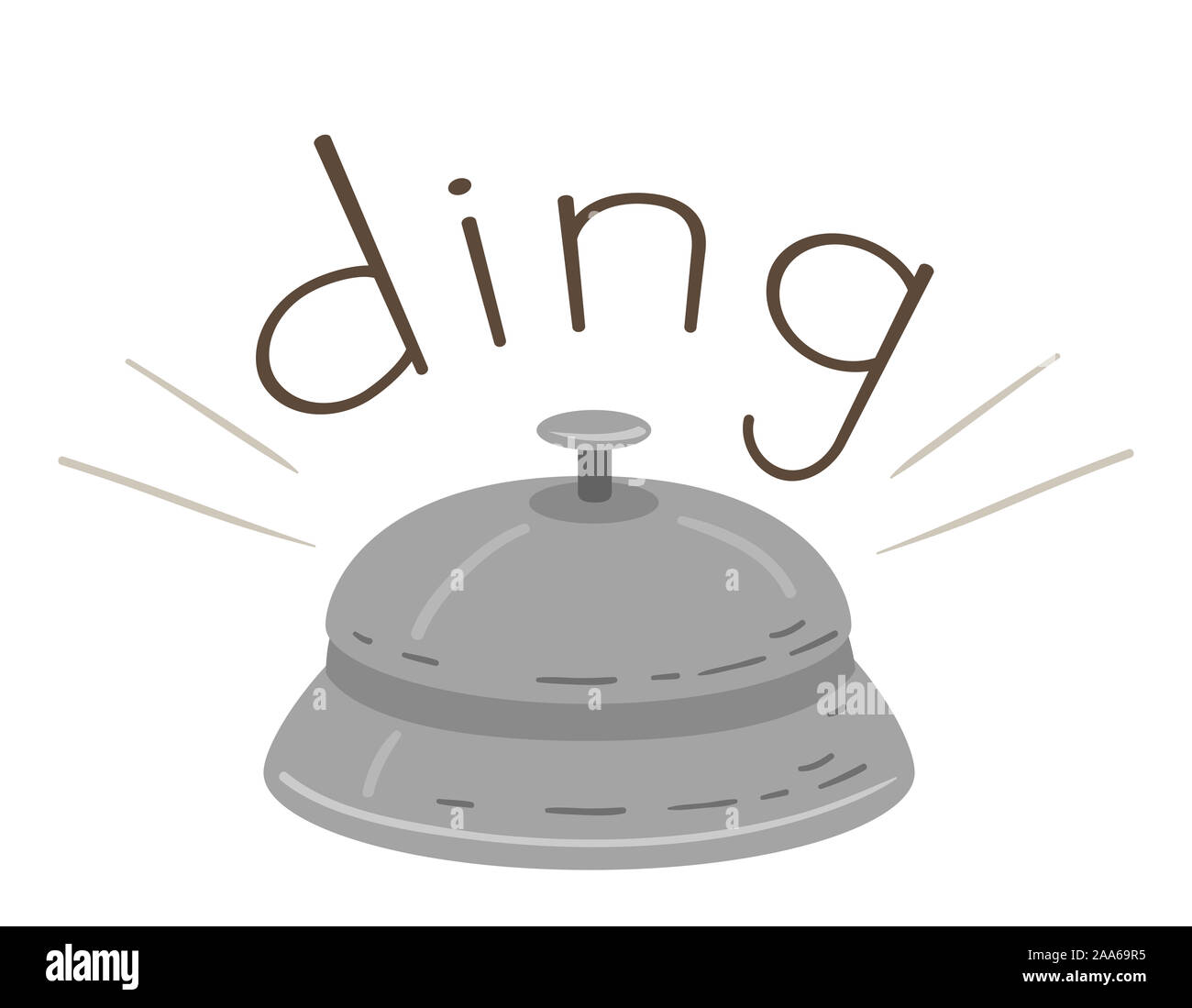 Illustration of a Ding Sound and a Call Bell. Learning Onomatopoeia Stock  Photo - Alamy