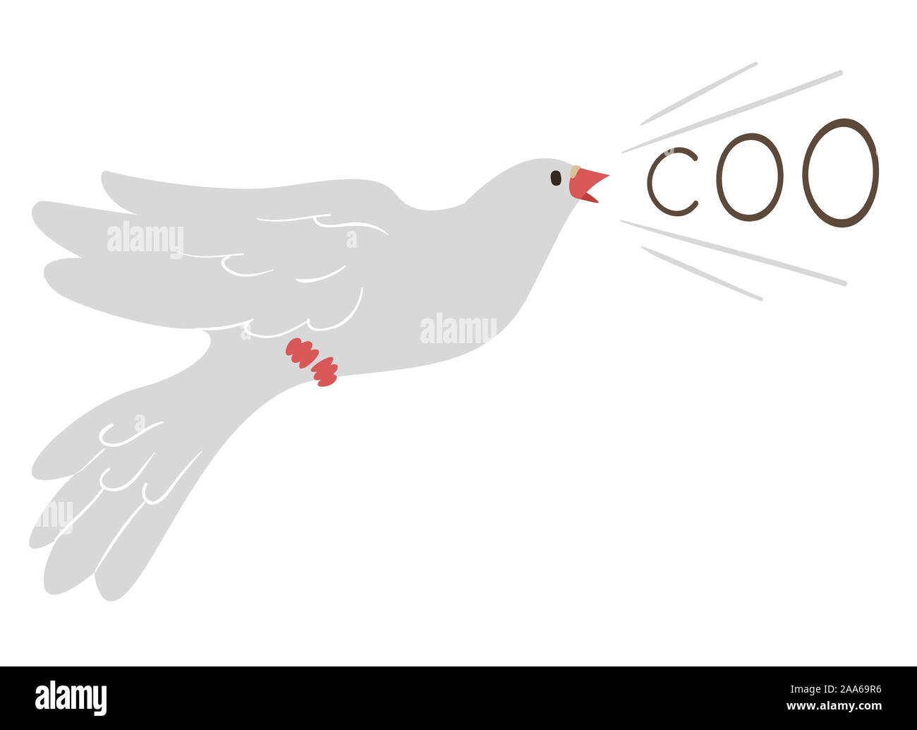 Illustration of a Coo Sound and a White Dove. Learning Onomatopoeia Stock  Photo - Alamy
