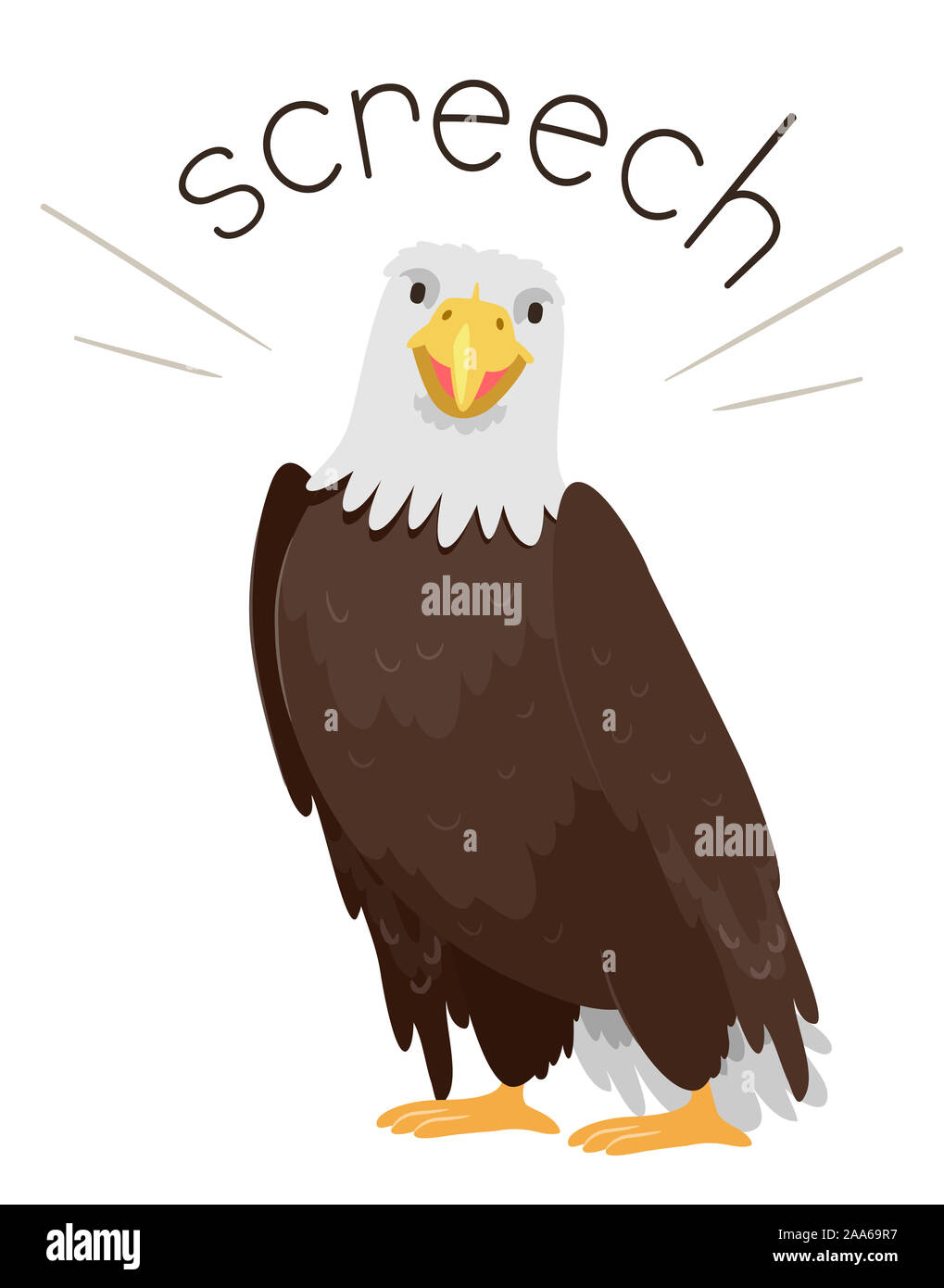 Illustration of Screech Sound and an Eagle. Learning Onomatopoeia Stock  Photo - Alamy