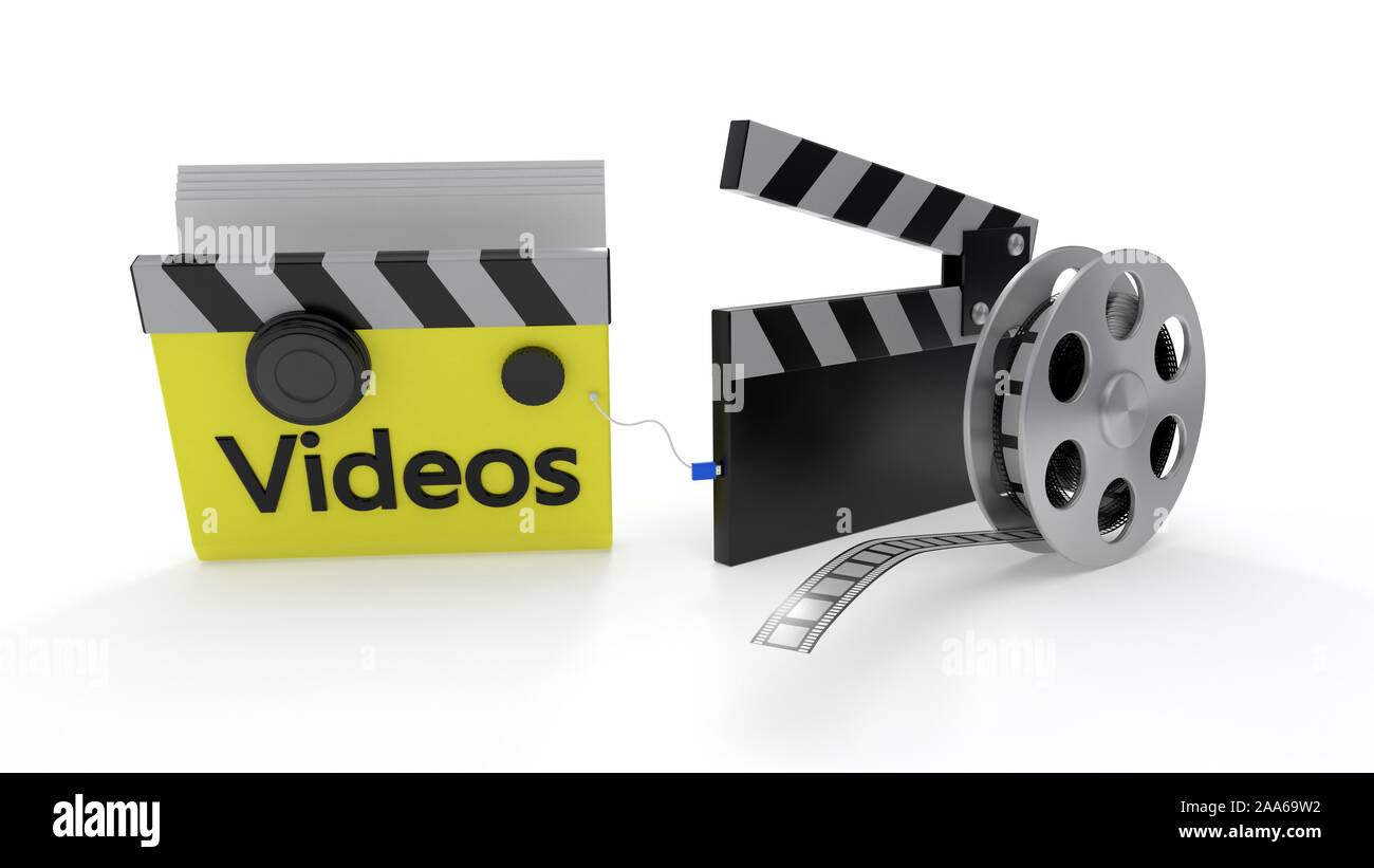 Videos folder symbols, 3d render Stock Photo - Alamy
