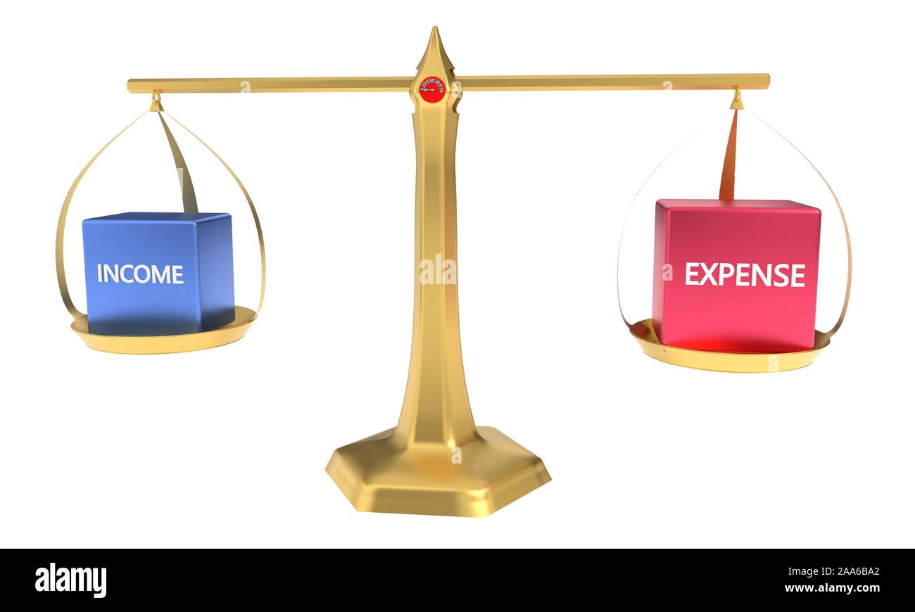 Expense and in the balance concept balance3d render Stock Photo