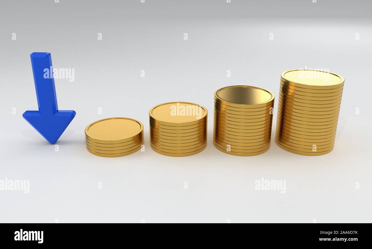 Economy fall symbol, 3d render Stock Photo - Alamy