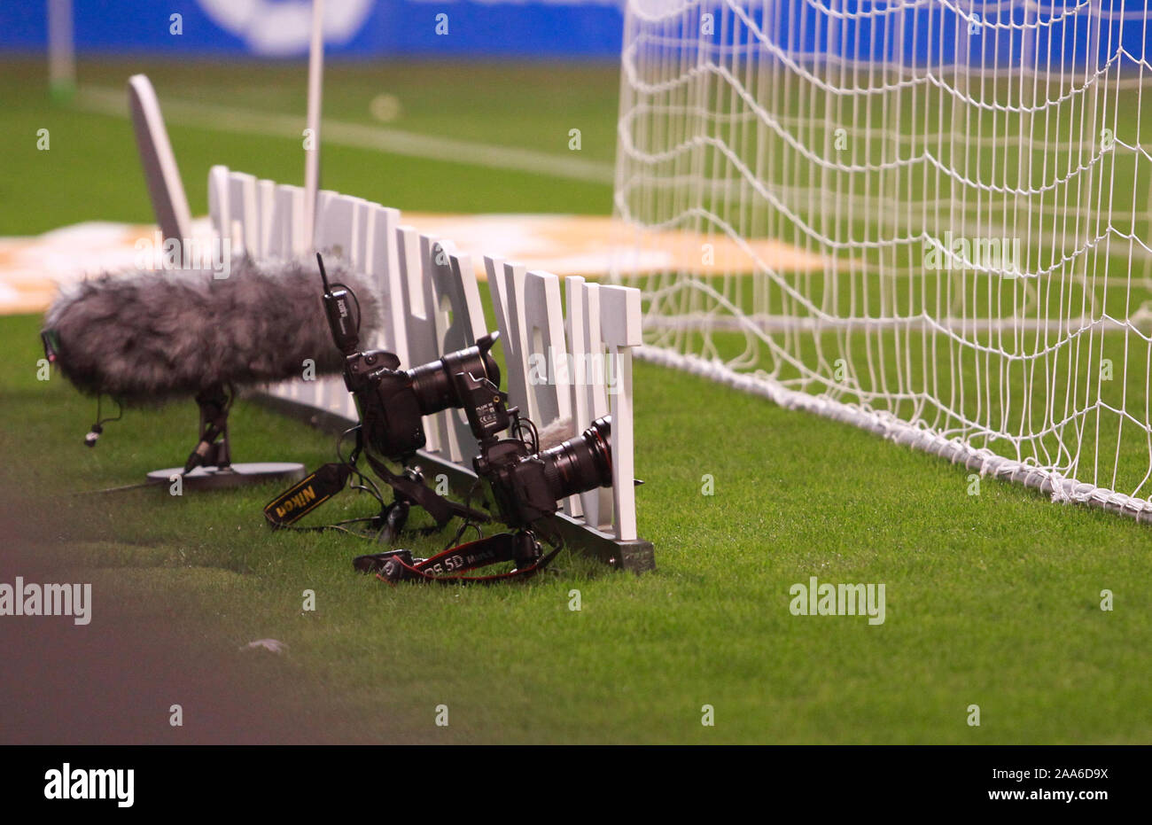 cameras controlled by remote control and microphone posts behind