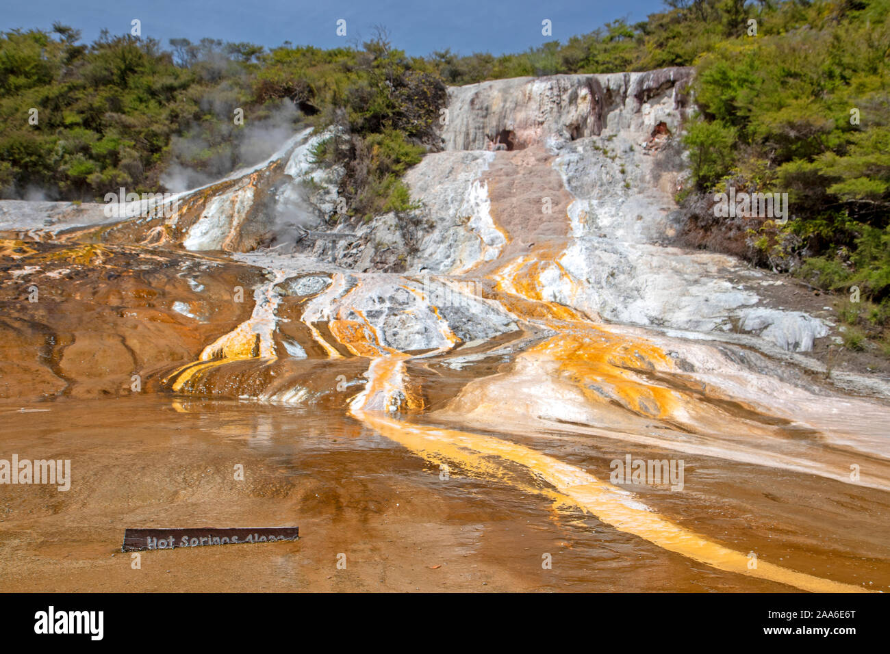 Colourful silica terraces at Orakei Korako Stock Photo