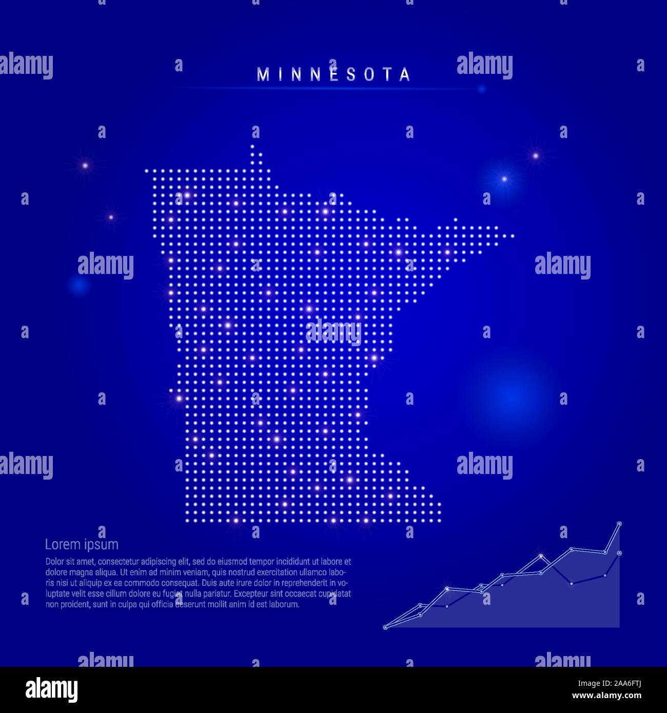 Minnesota US state illuminated map with glowing dots. Infographics ...
