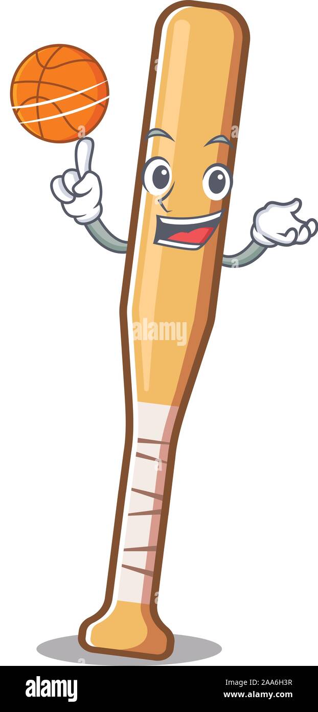 Mascot baseball bat with in holding basketball cartoon Stock Vector Image &  Art - Alamy