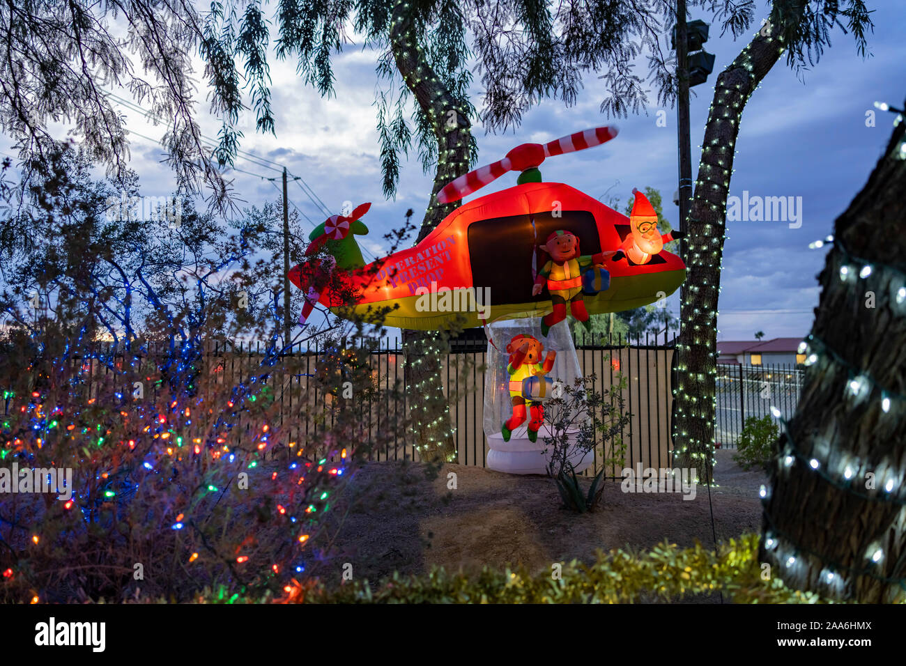 Night view of many Christmas lights at Henderson, Nevada Stock Photo