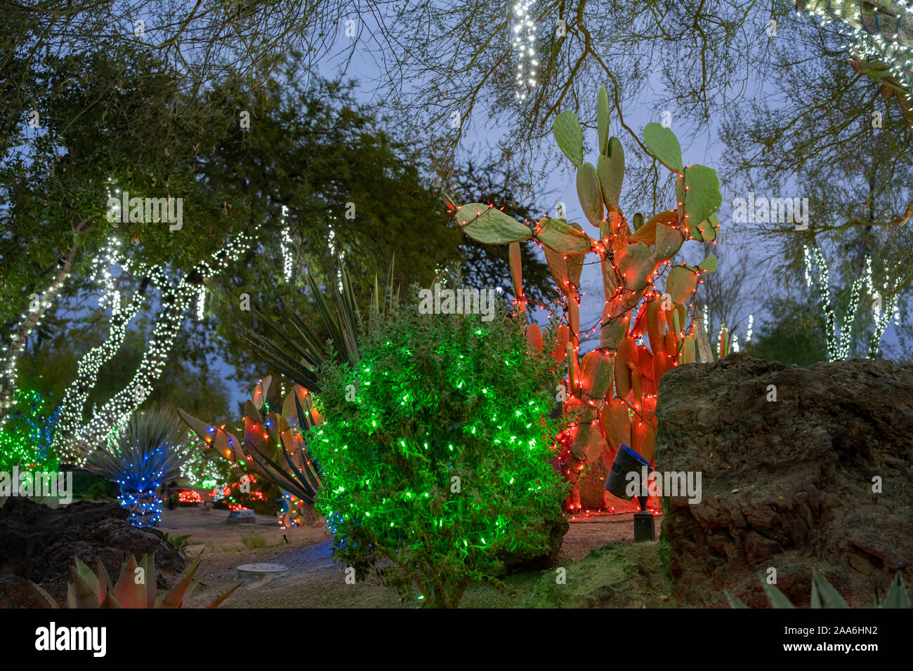 Night view of many Christmas lights at Henderson, Nevada Stock Photo