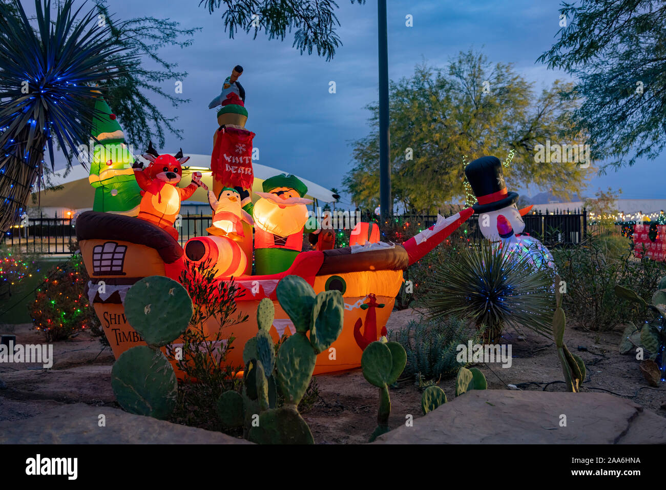 Night view of many Christmas lights at Henderson, Nevada Stock Photo
