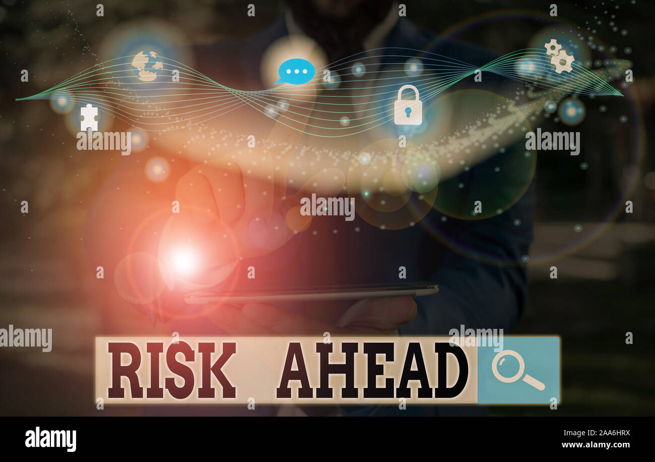 Handwriting text writing Risk Ahead. Conceptual photo A probability or ...