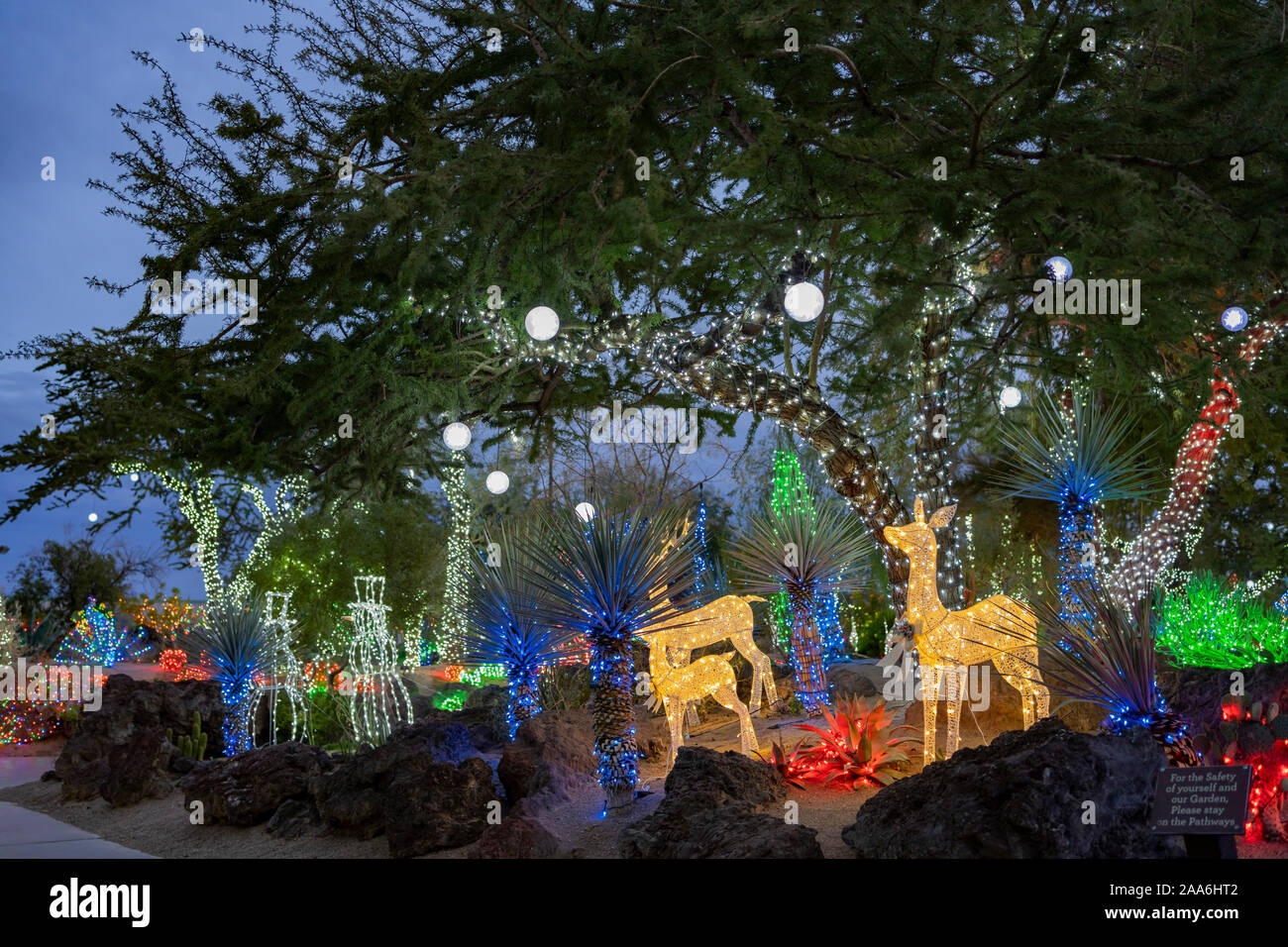 Night view of many Christmas lights at Henderson, Nevada Stock Photo