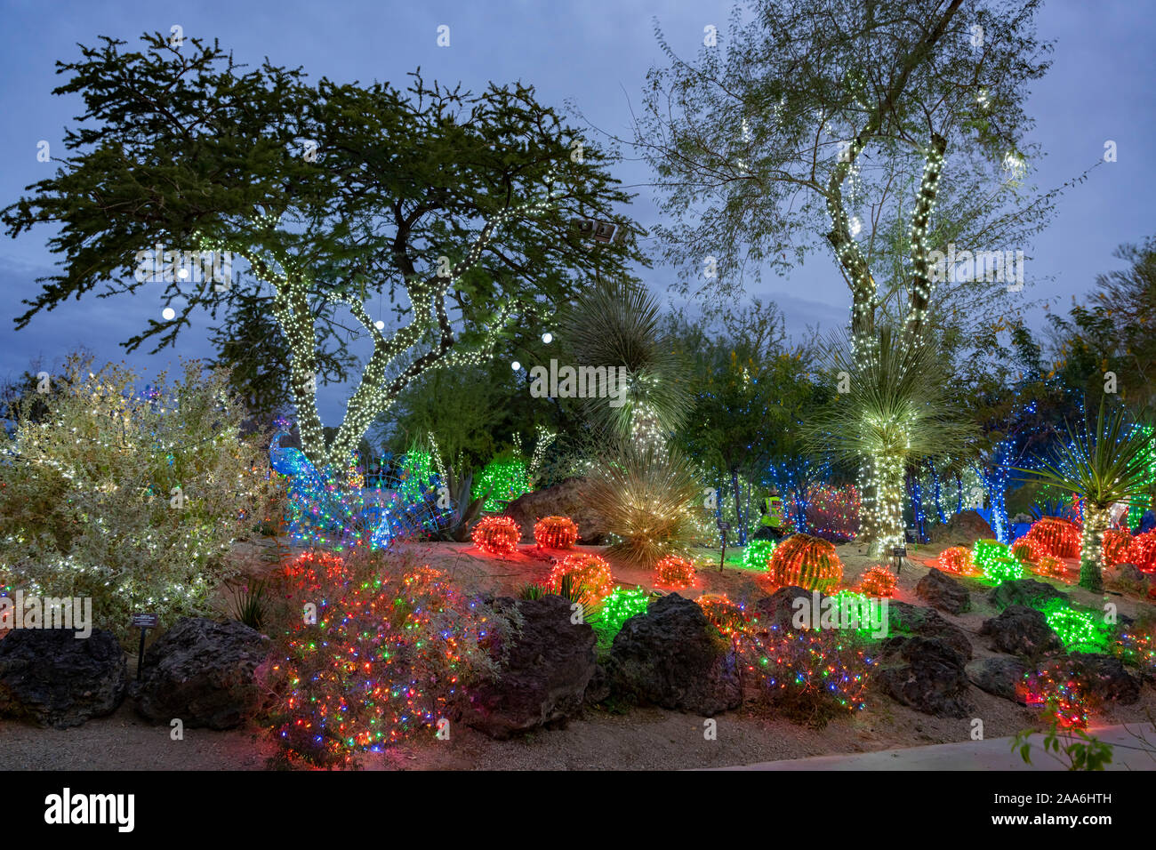 Night view of many Christmas lights at Henderson, Nevada Stock Photo