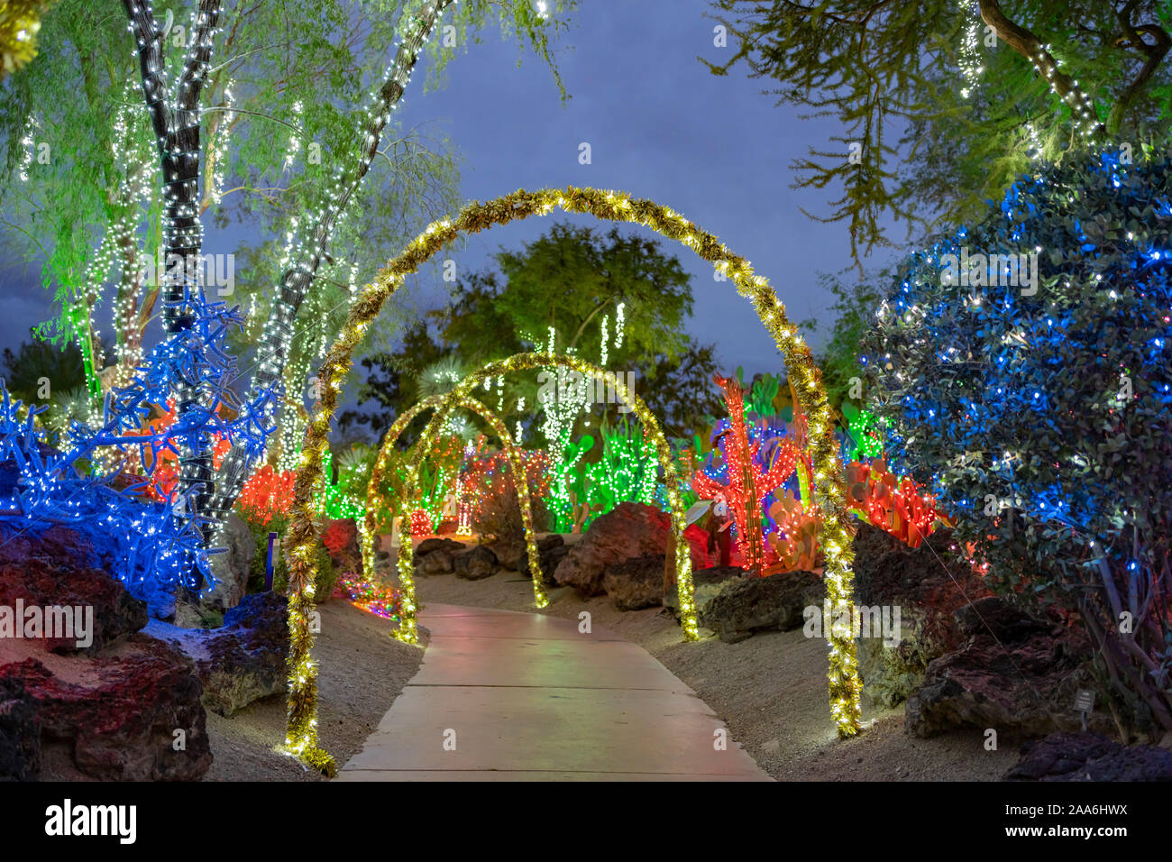 Night view of many Christmas lights at Henderson, Nevada Stock Photo