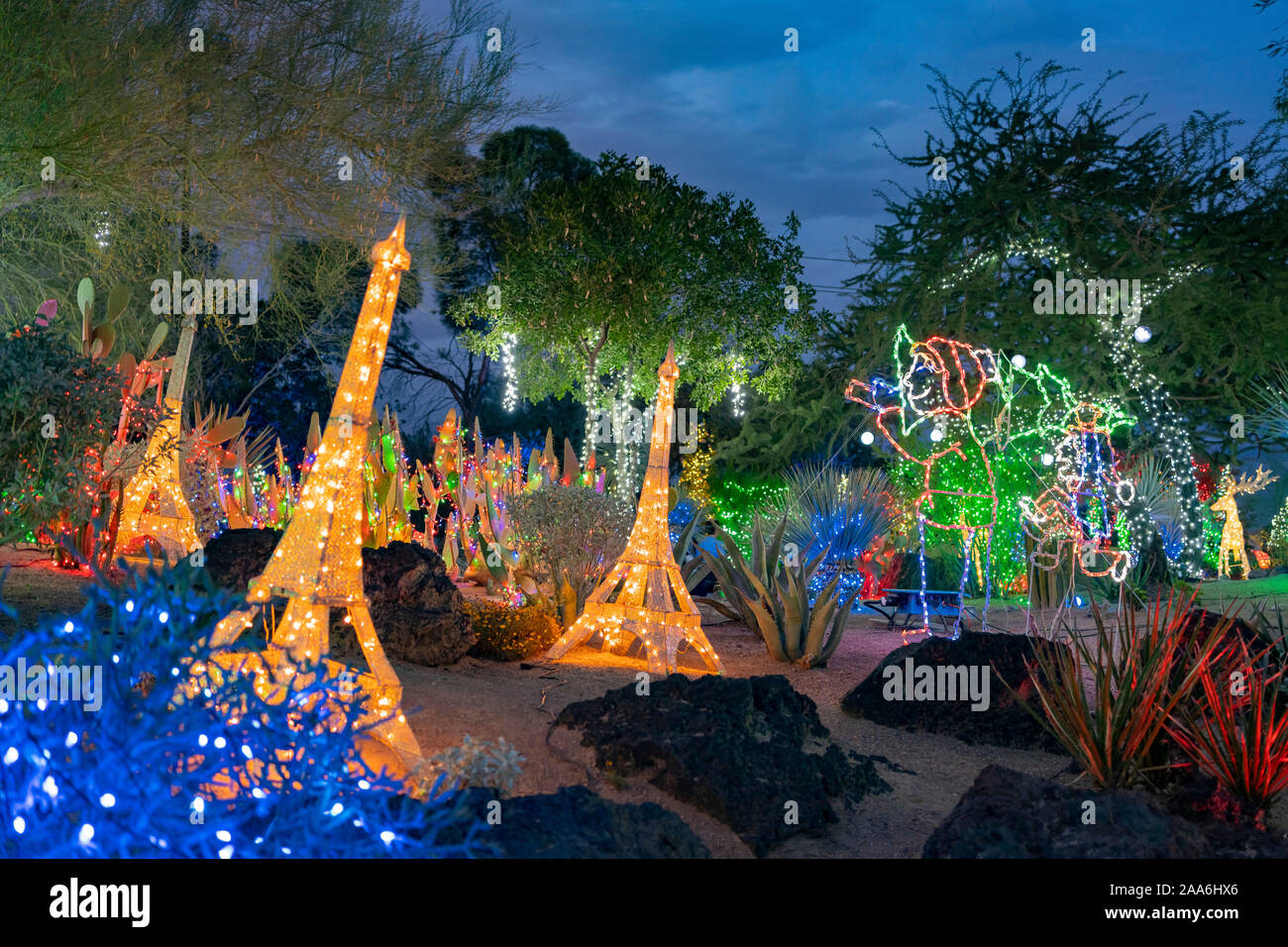Night view of many Christmas lights at Henderson, Nevada Stock Photo