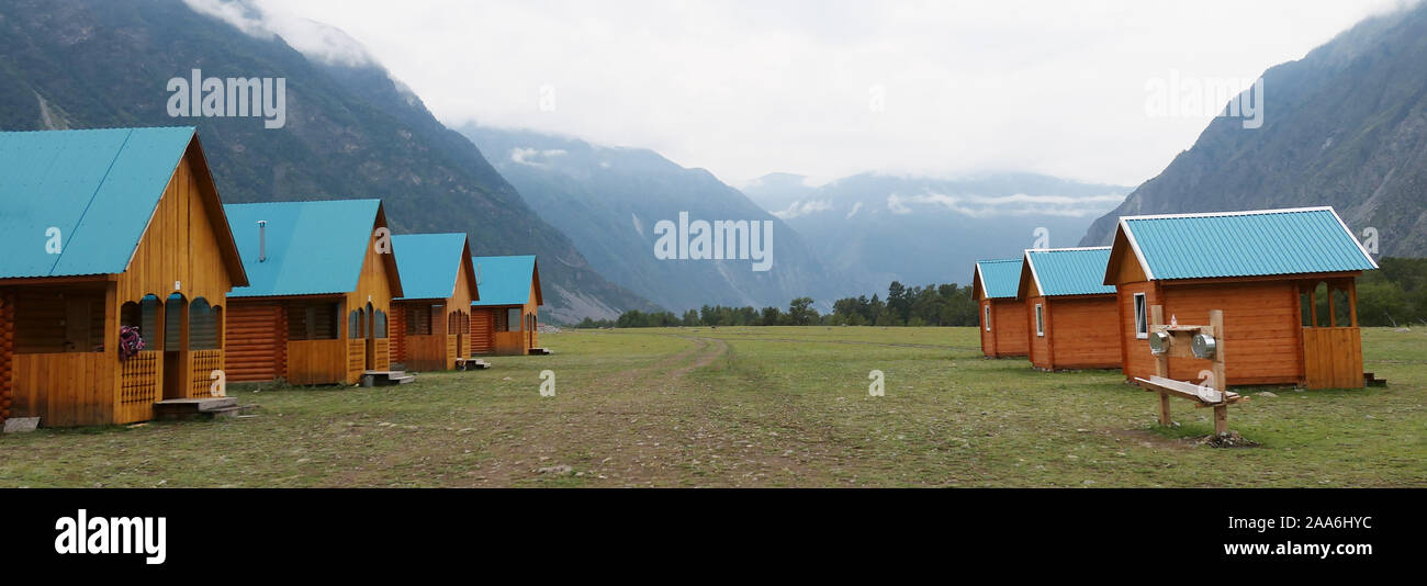 Wooden Camping Cabins Near Mountains Stock Photo 333289360 Alamy