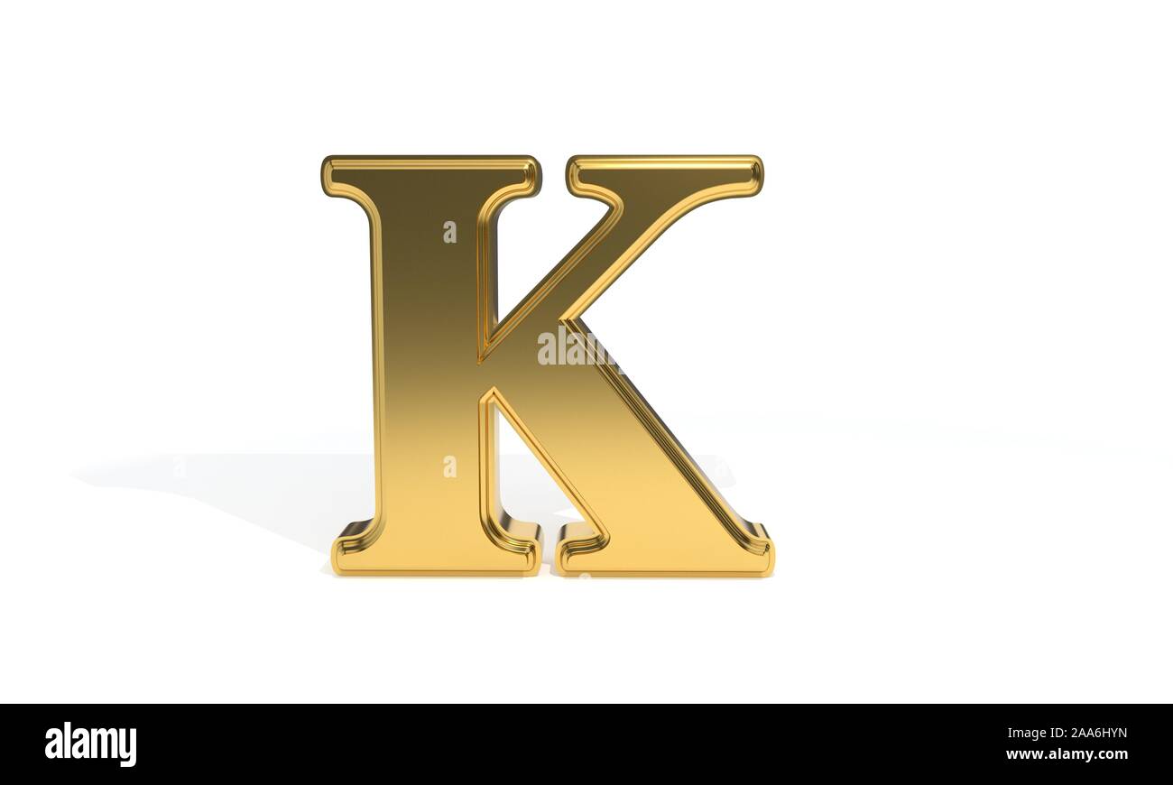K gold colored alphabet, 3d render Stock Photo - Alamy