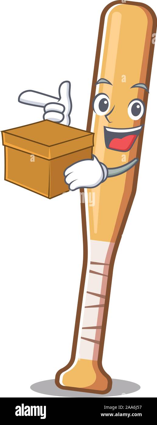 Character baseball bat in cartoon with bring box shape Stock Vector ...