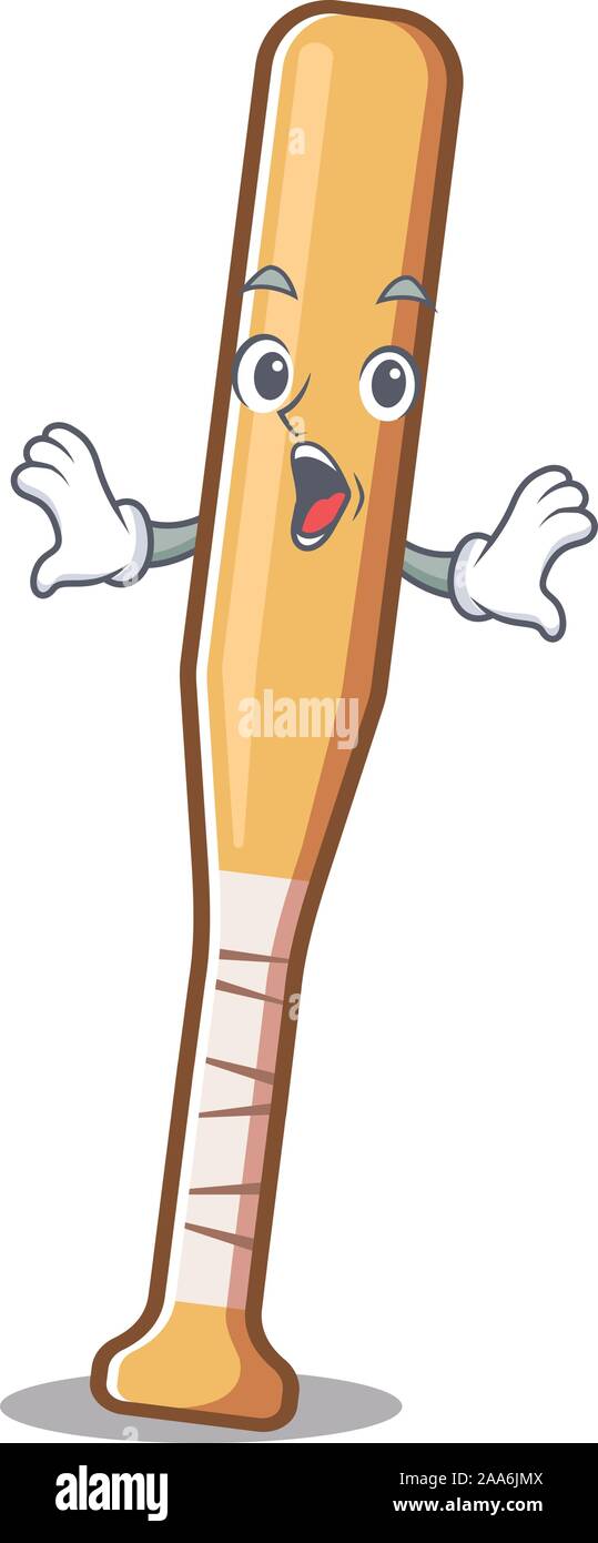 Cartoon baseball bat with the surprised character Stock Vector