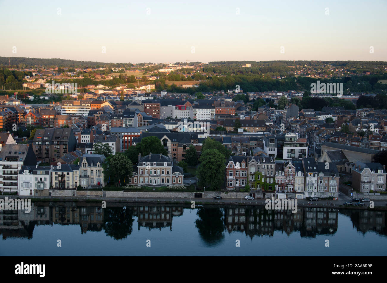 Aerial view of the city and Meuse river, Namur, Belgium, Europe Stock Photo
