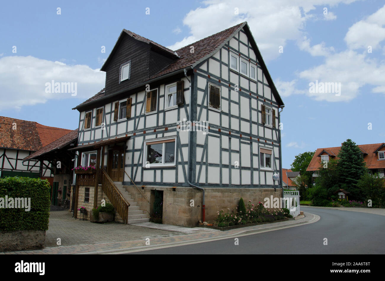 Old houses in a small town near Fritzler, Germany, Europe Stock Photo