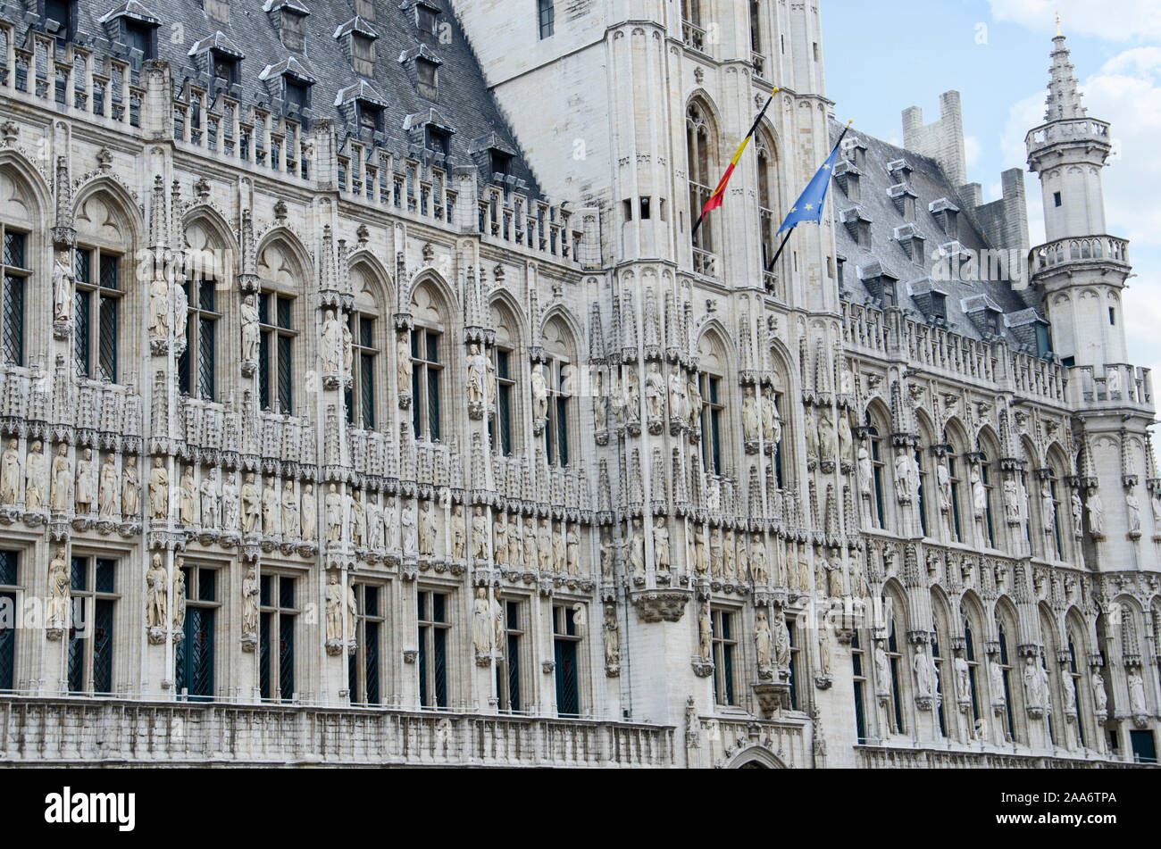An old building at the Grand Place or Grand Square, UNESCO World Heritage Site since 1998, Brussels, Belgium, Europe Stock Photo