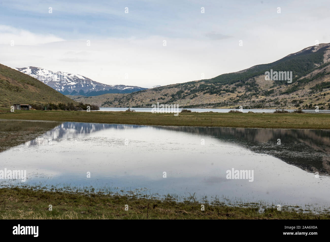 Laguna Azul, Torres del paine national park, Patagonia, Chile Stock