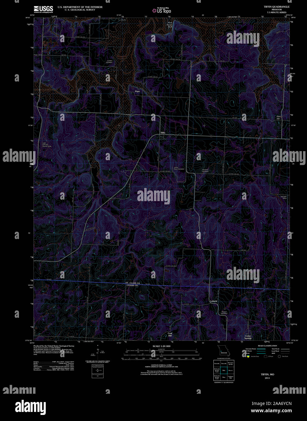 Tiffen Map.pdf Tiffin map hi-res stock photography and images - Alamy