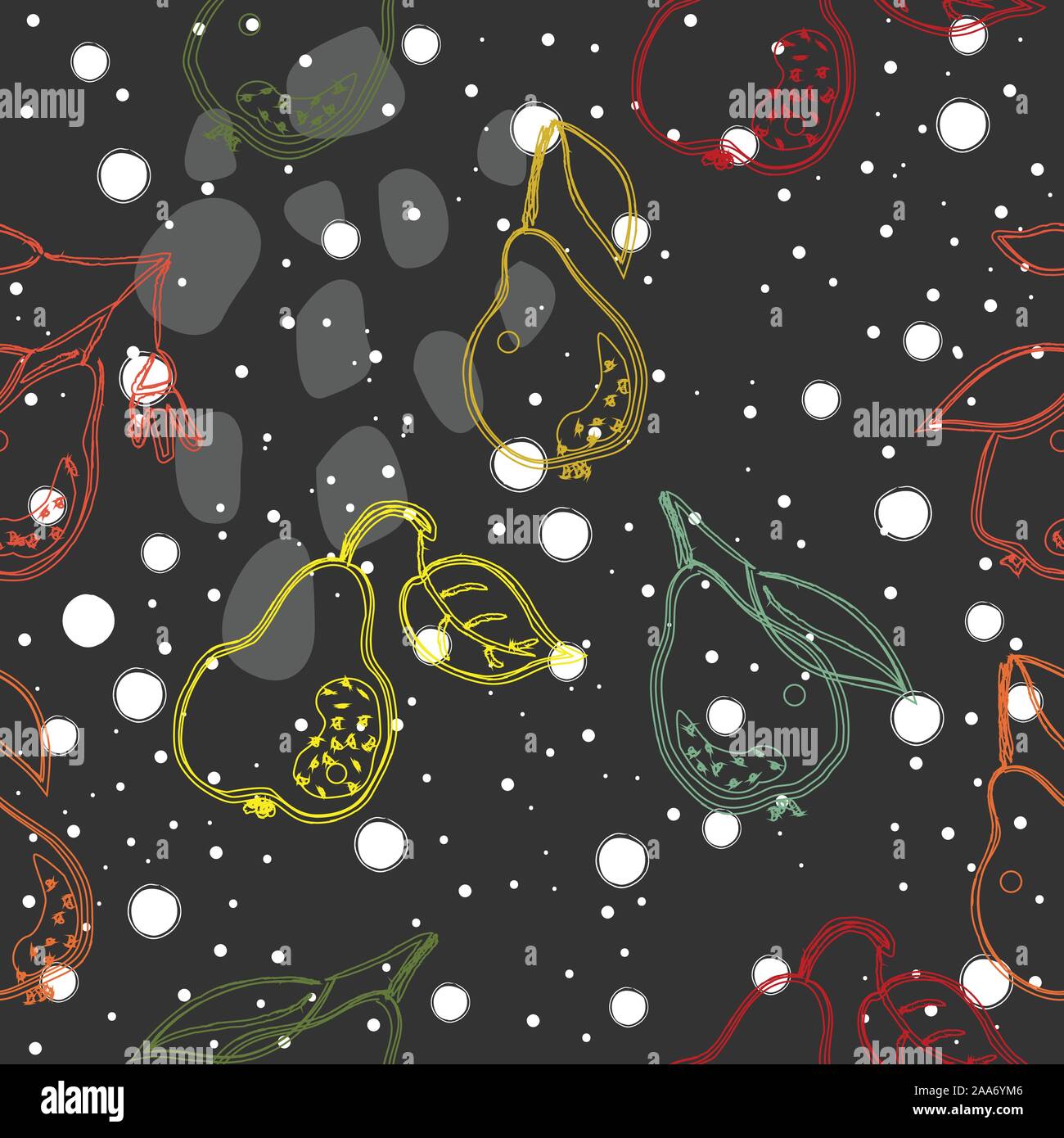 Seamless Pattern with Cute Pears. Scandinavian Style. Vector Illustration Stock Vector