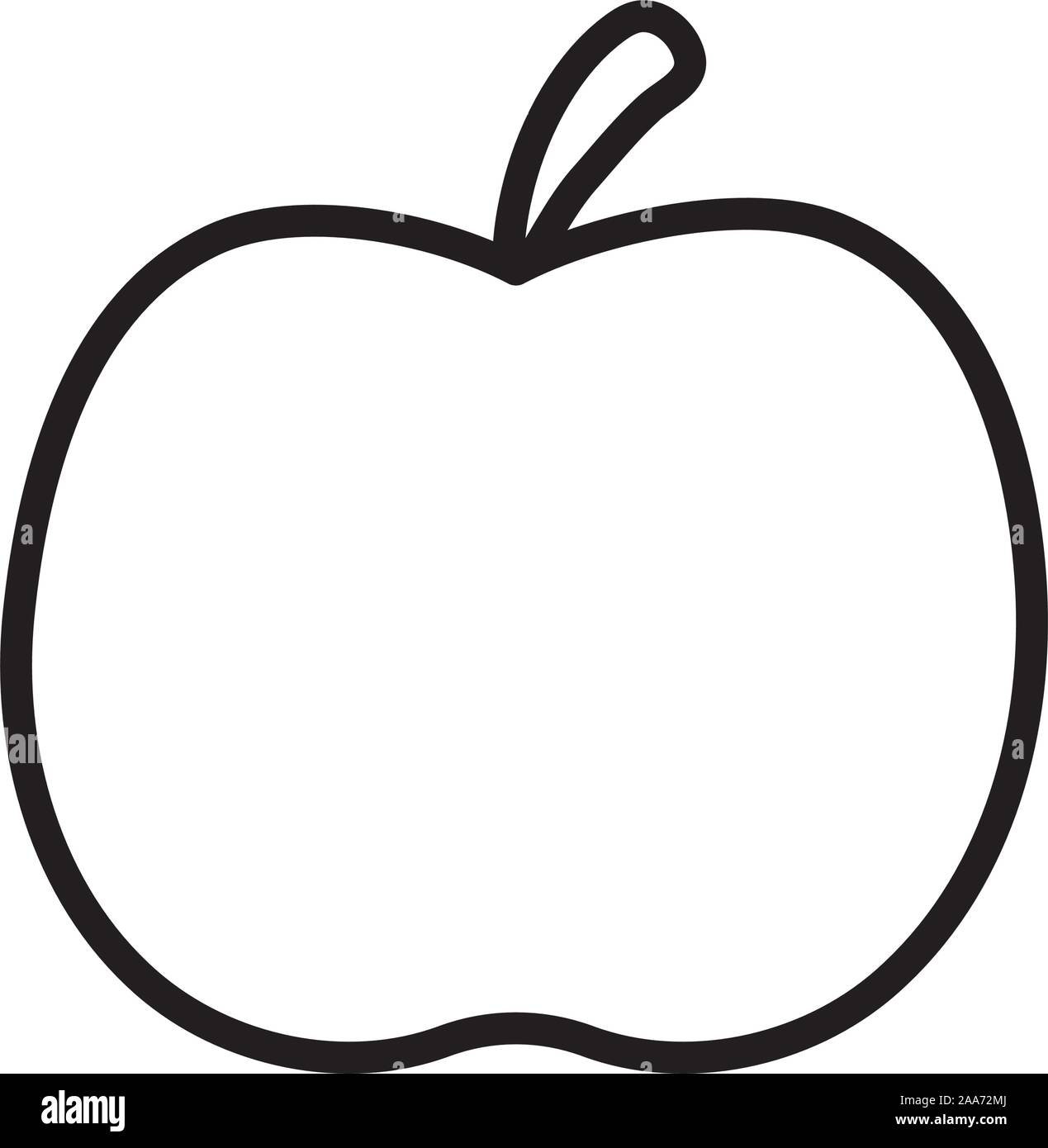 fresh fruit apple on white background vector illustration thick line Stock Vector