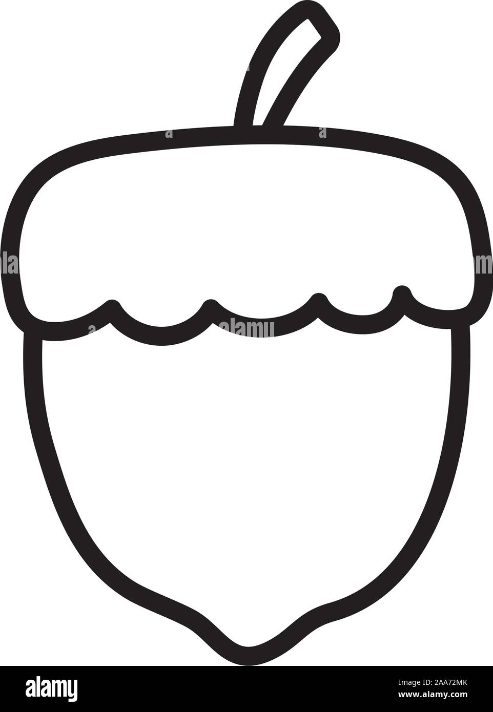 autumnal acorn nut on white background vector illustration thick line