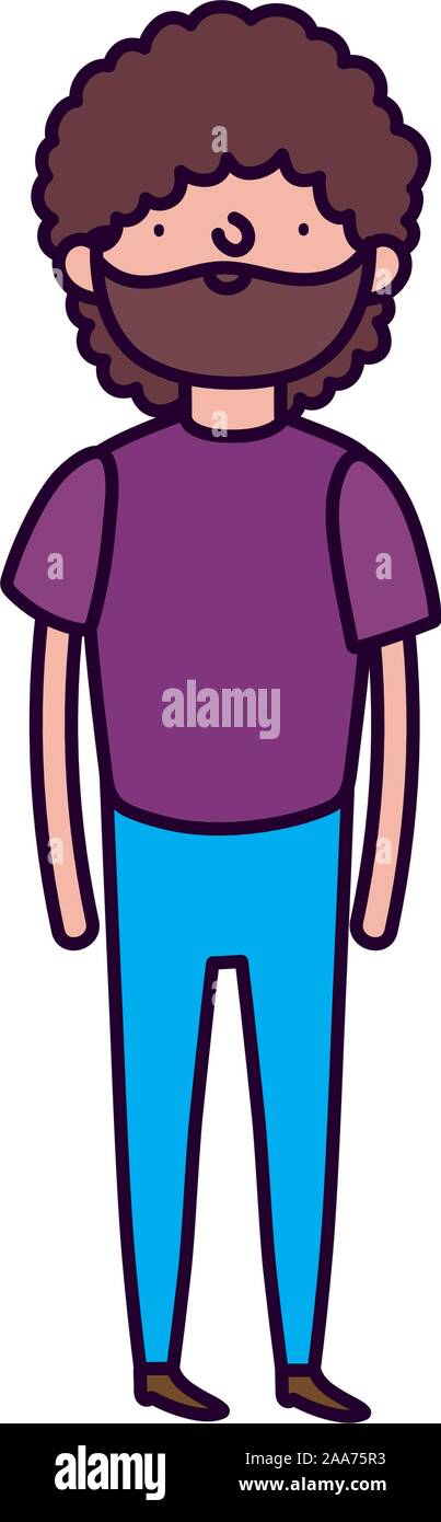 bearded man casual clothes standing on white background vector ...