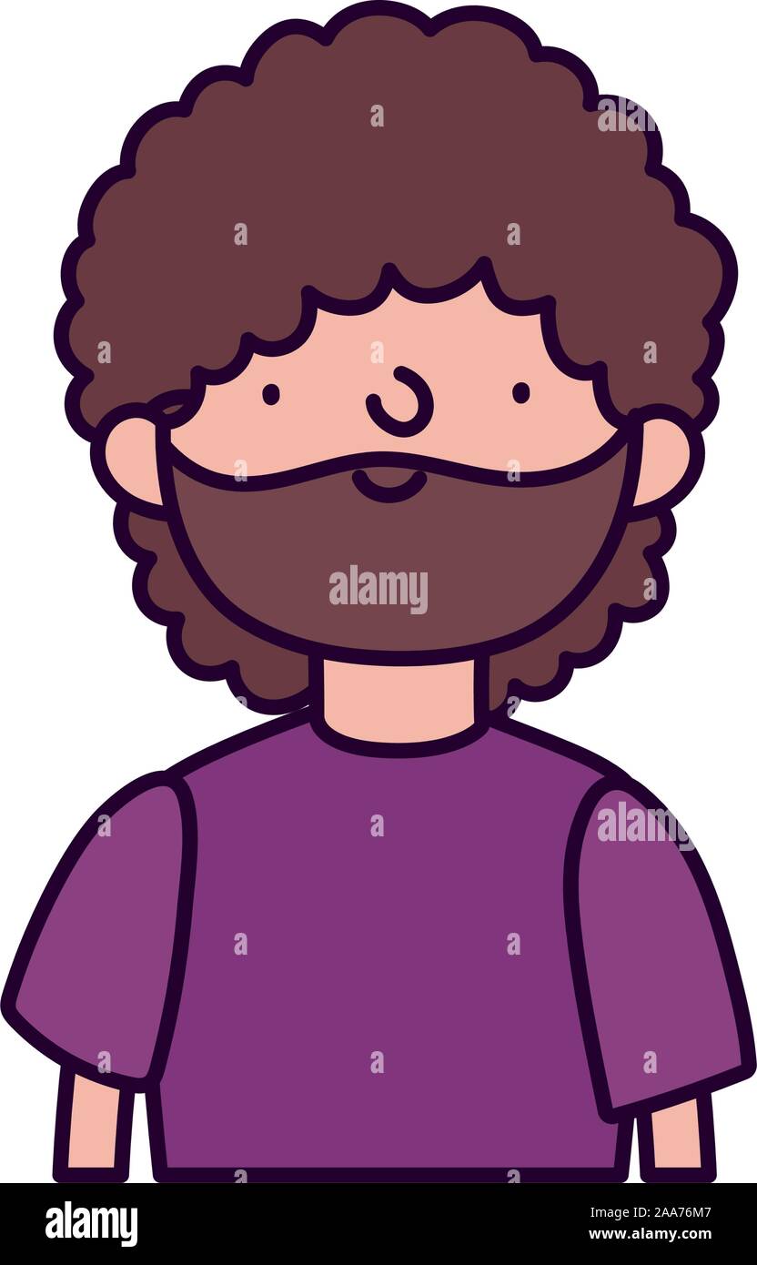 bearded man casual clothes portrait on white background vector ...
