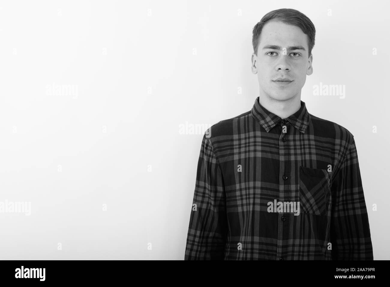 Man red checkered shirt Black and White Stock Photos & Images - Alamy