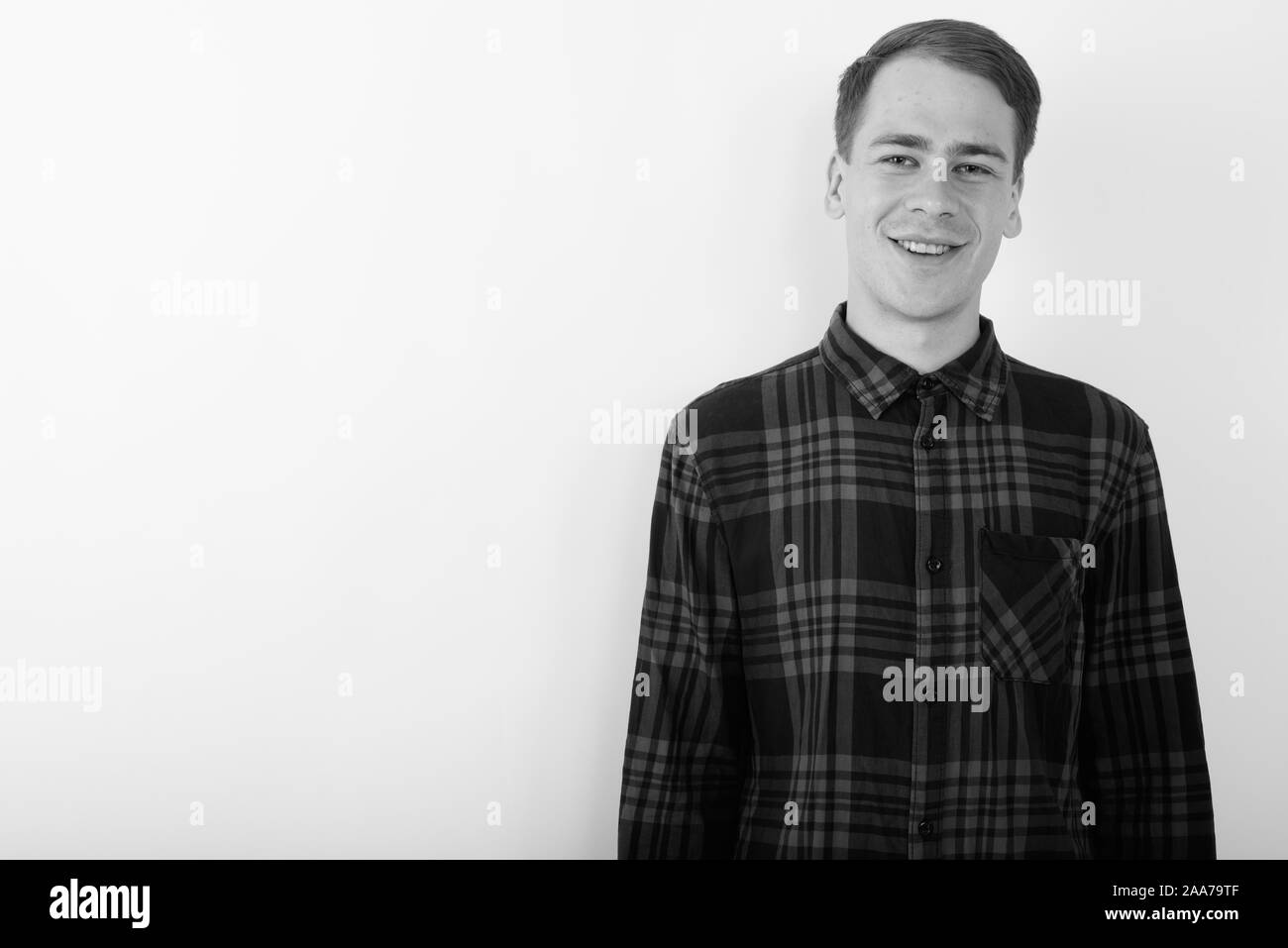 Man red checkered shirt Black and White Stock Photos & Images - Alamy