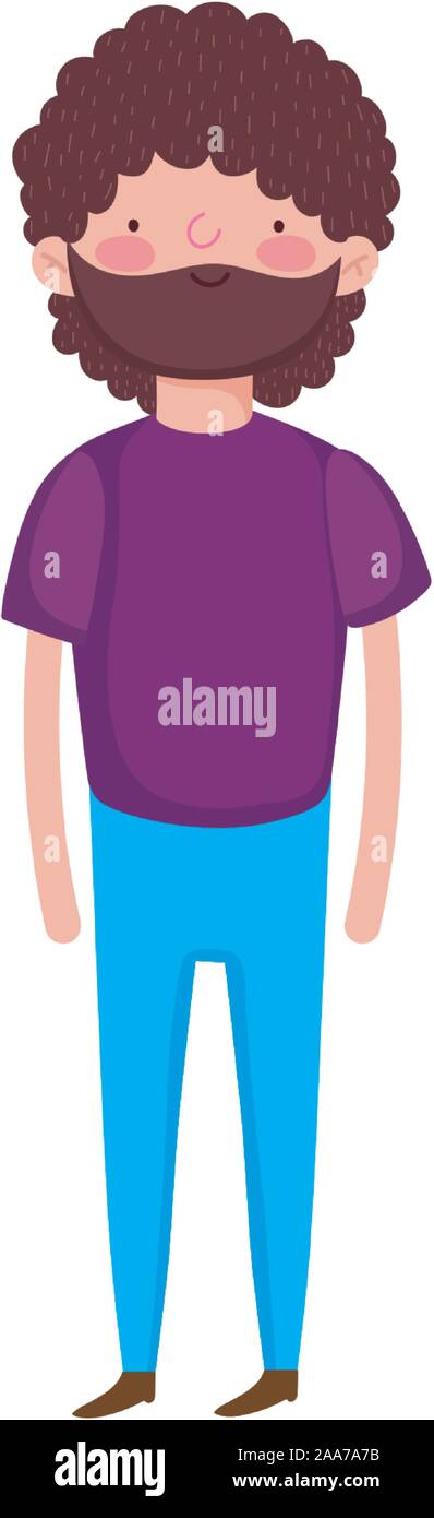 bearded man casual clothes standing on white background vector ...