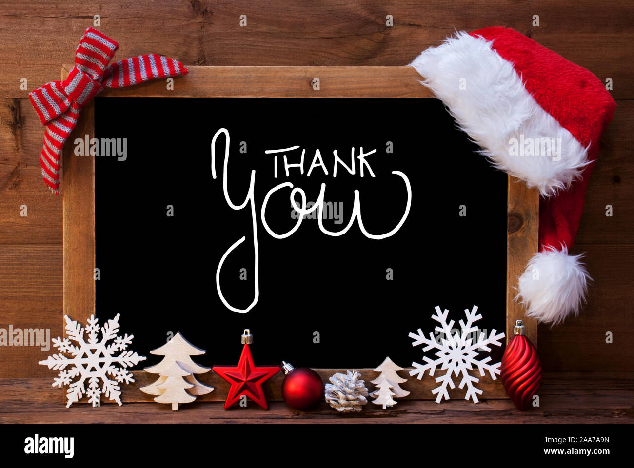 Chalkboard, Christmas Decoration, Red Ball, Calligraphy Thank You Stock ...