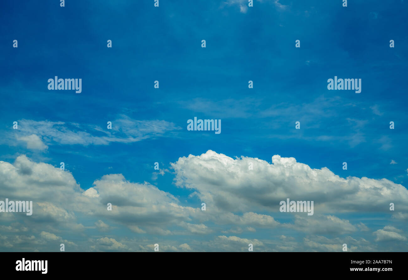 Beautiful blue sky and white cumulus clouds abstract background ...