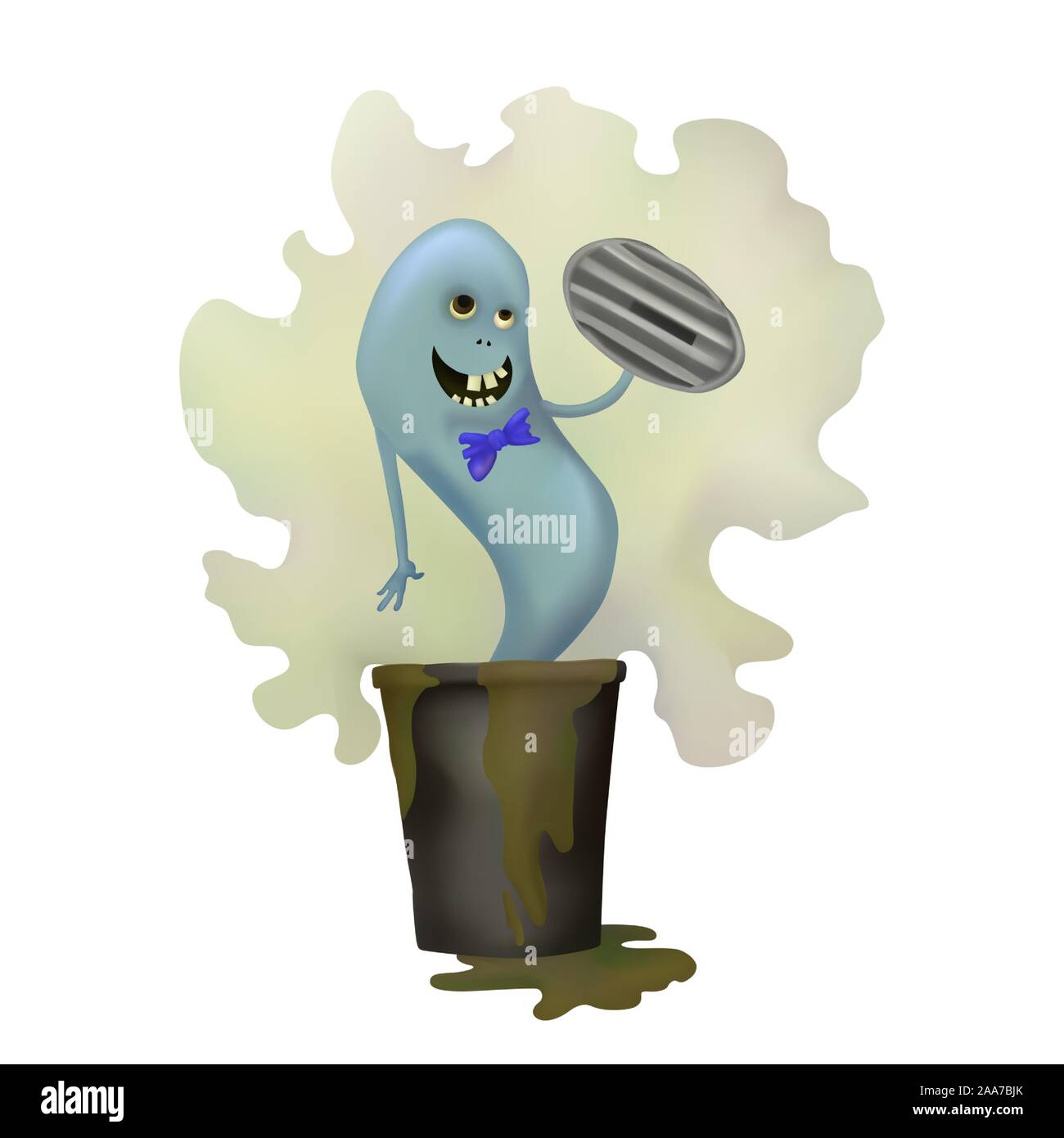 Smelly blue Ghost. Dirty trash. Vector illustration Halloween day Stock Vector