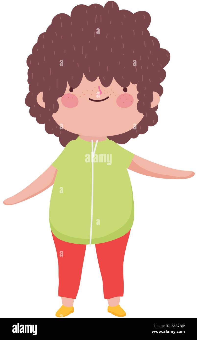 cute little boy with curly hair on white background vector illustration  Stock Vector Image & Art - Alamy