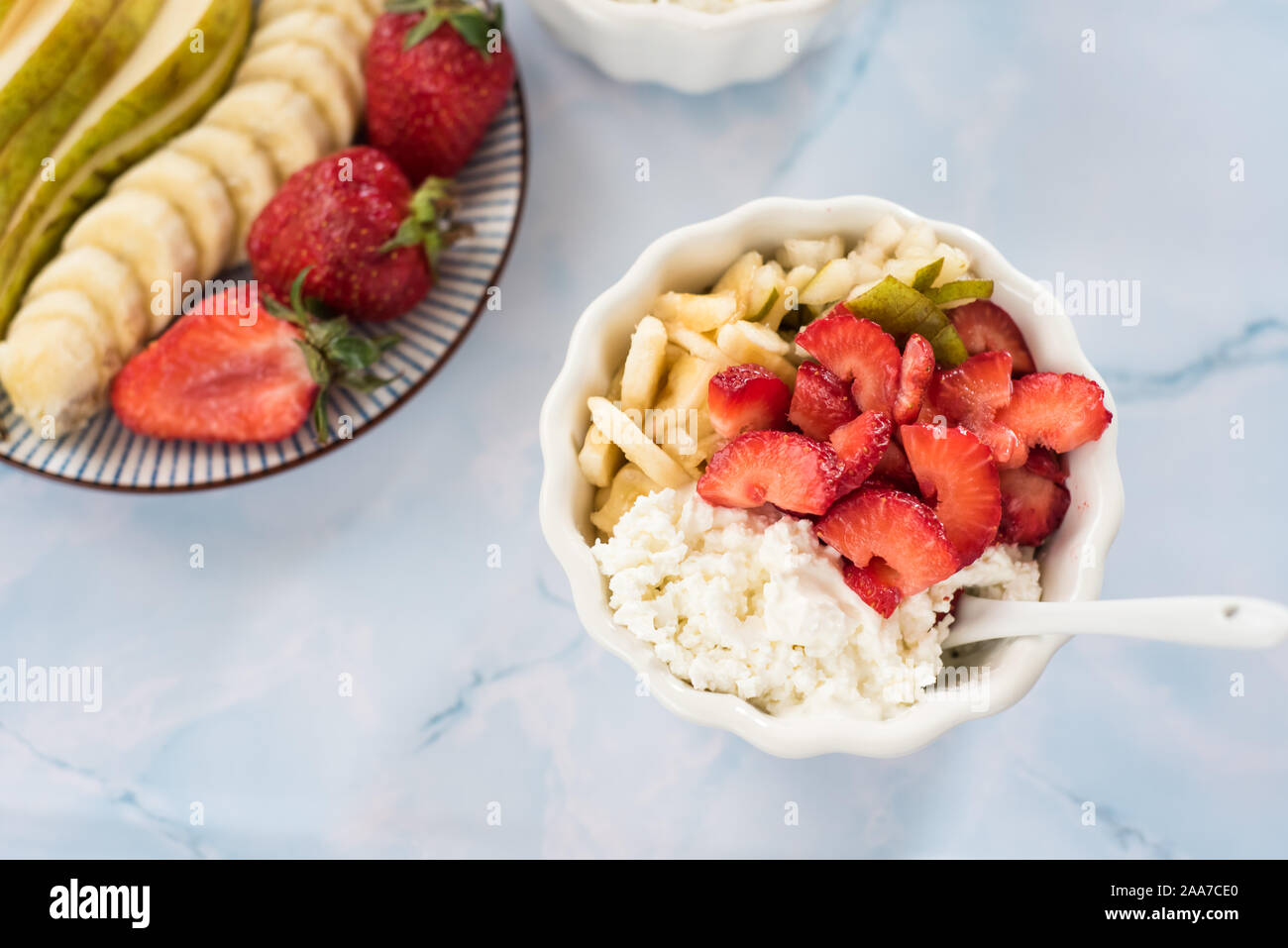 Fresh Cottage Cheese And Berries For Healthy Eating Stock Photo