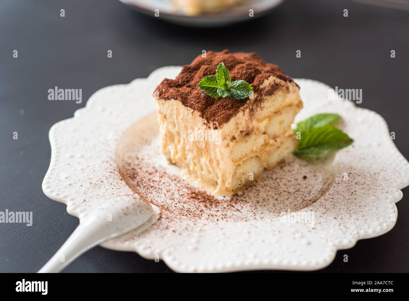 Dessert Tiramisu Cake Decorated Mint Black Background Stock Photo Alamy Dessert Tiramisu Cake Decorated Mint Black Background Stock Photo Alamy